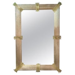 Modern Light Gold Murano Twist Glass Mirror