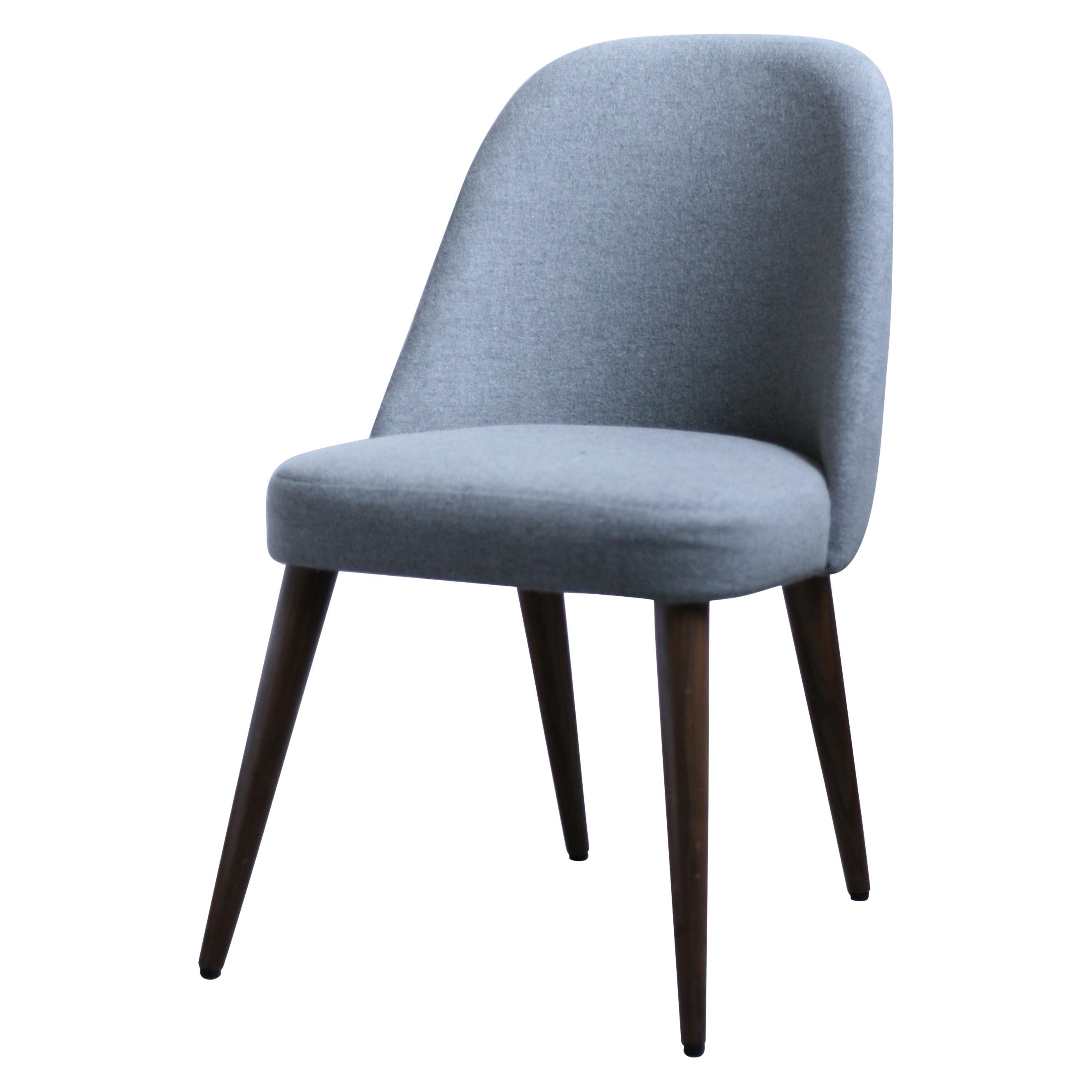 Modern Light Gray Fabric Desk Chair with Walnut Base