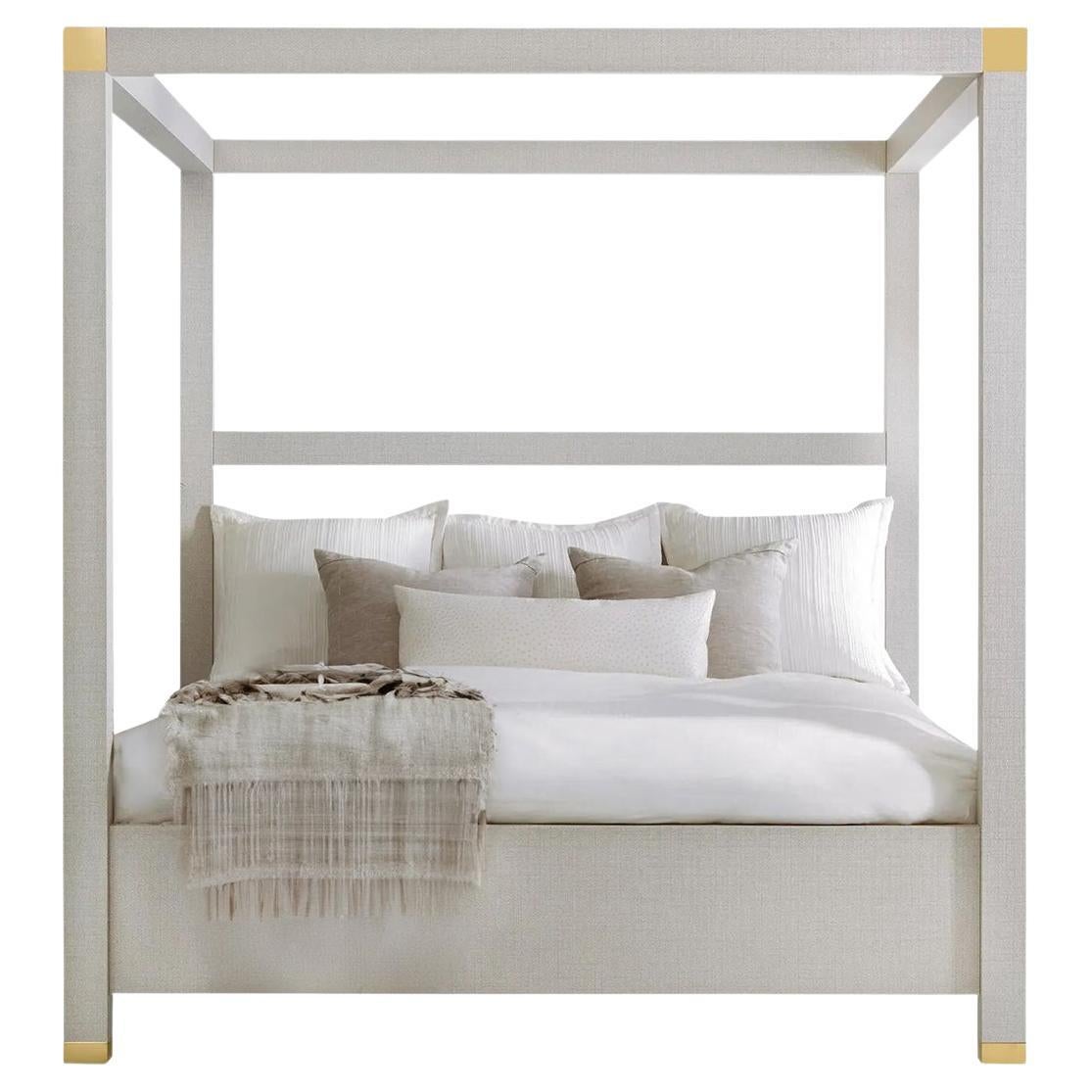 Modern Light Grey Weaved Canopy Bed