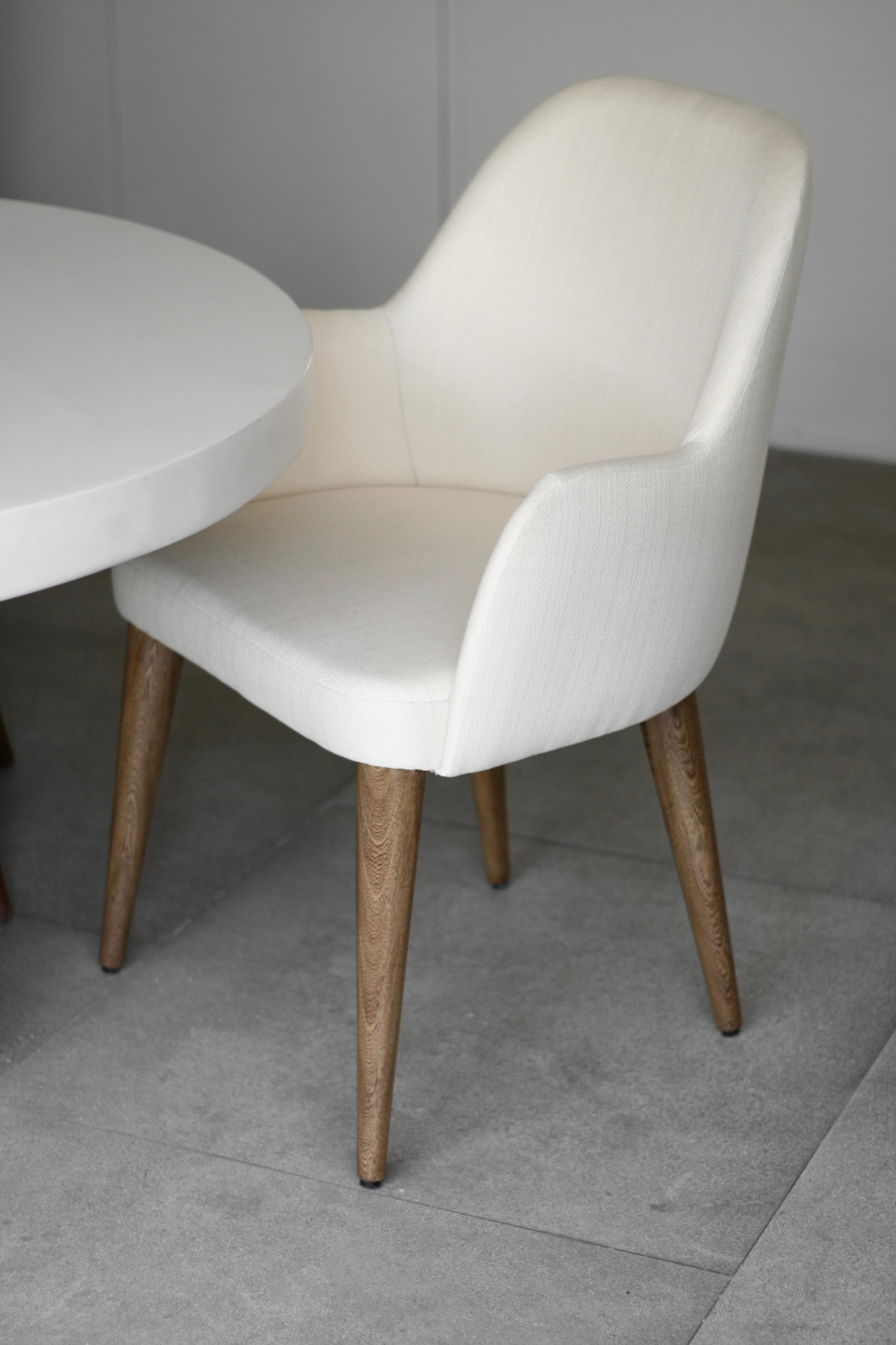 Helsinki collection. Helsinki armchair: simple, elegant, comfortable. Available in oak and walnut base or in custom materials, may be upholstered with variety of fabrics and colors. Also available as an arm chair and stool. 

Our clients´ favorite
