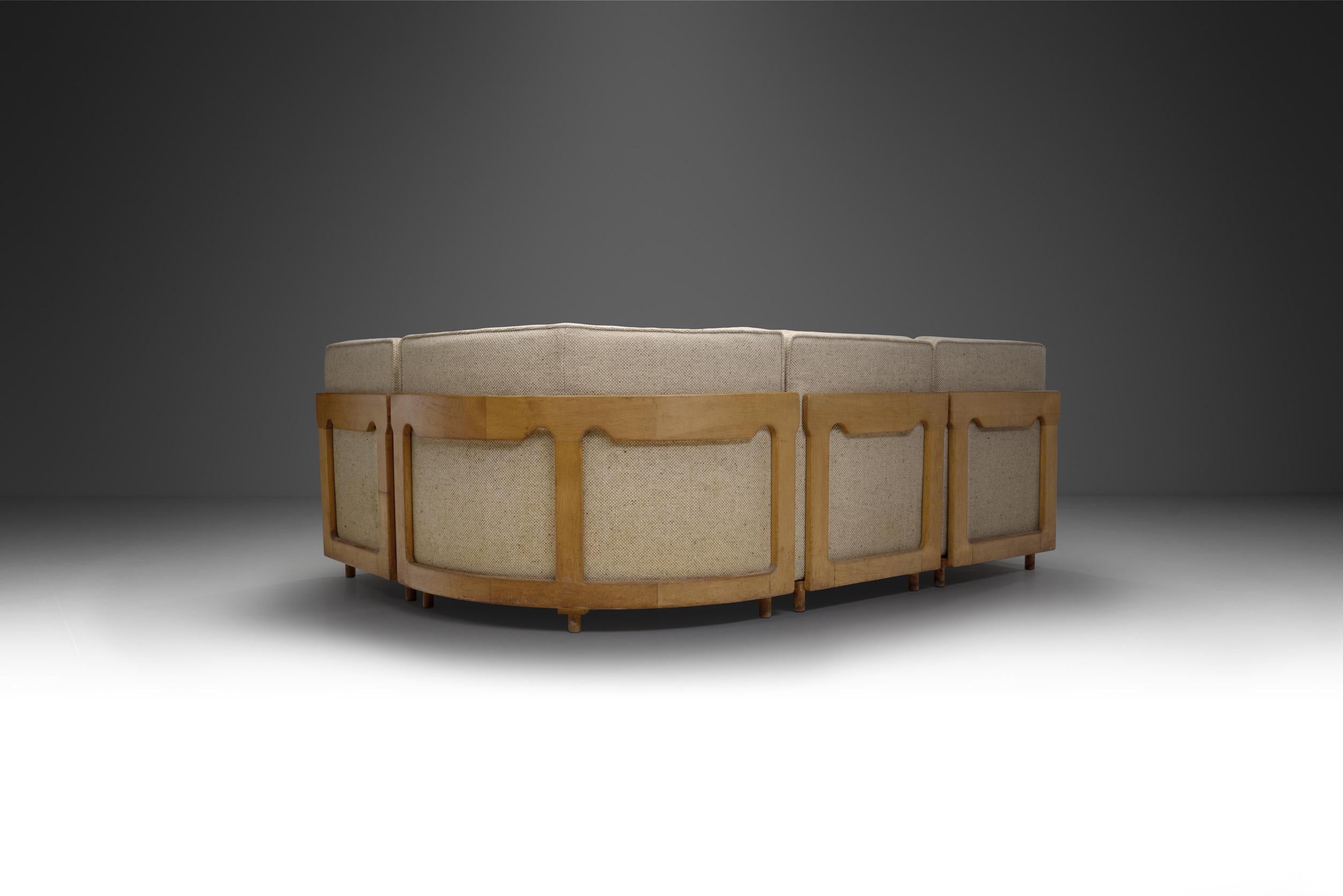 Modern Light Oak Modular Sofa by Guillerme et Chambron, France 20th Century In Good Condition For Sale In Utrecht, NL