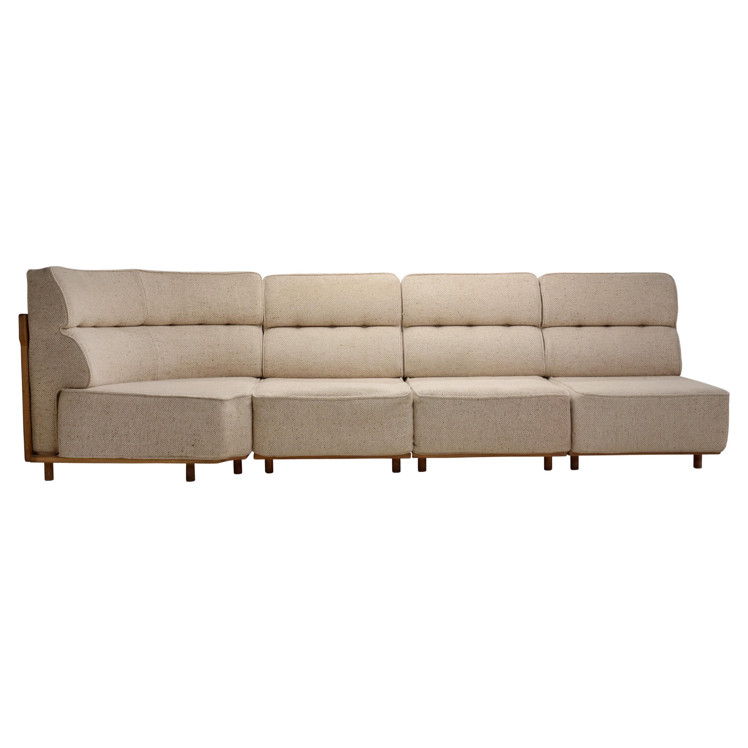 Modern Light Oak Modular Sofa by Guillerme et Chambron, France 20th Century For Sale