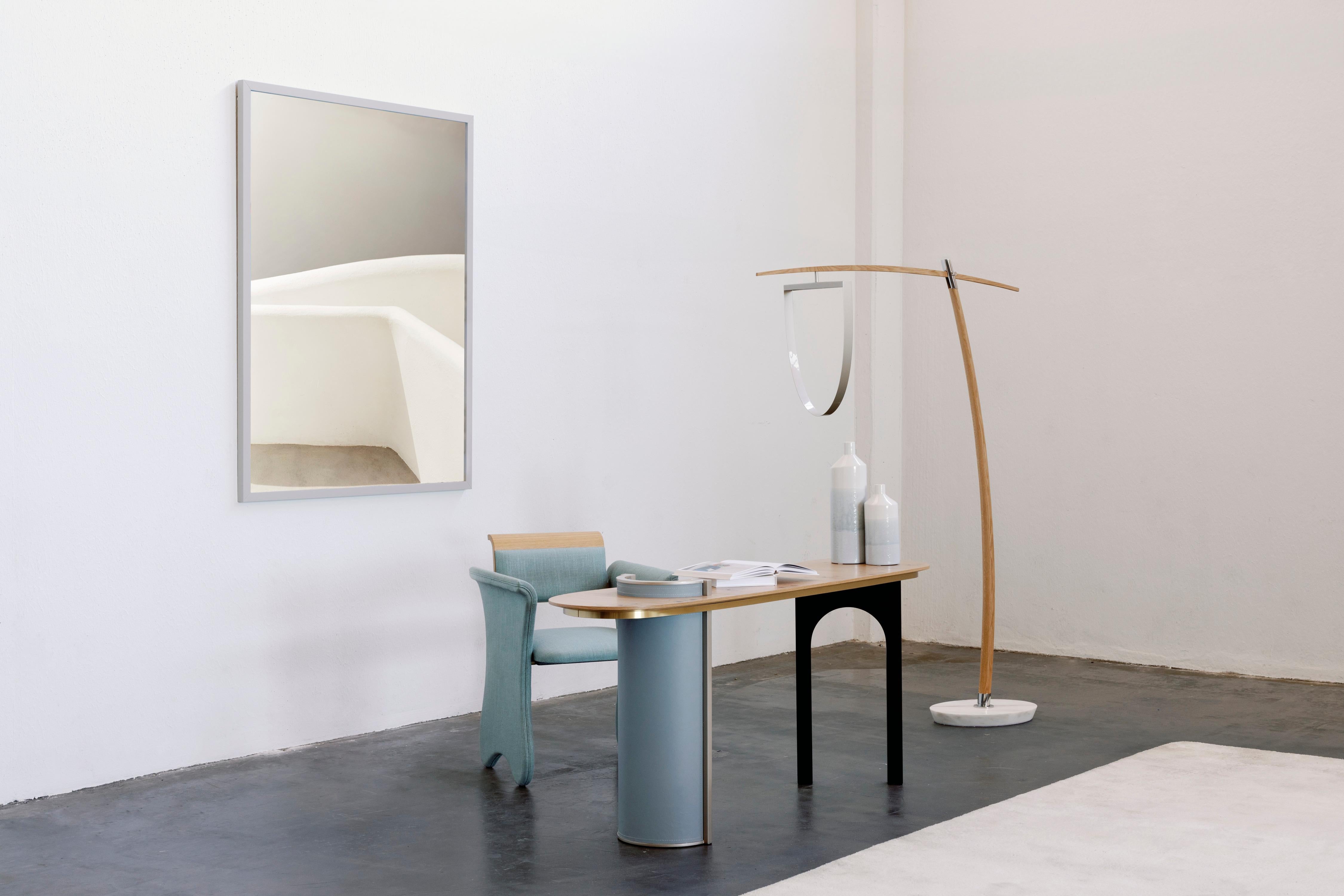 Lampada da terra moderna ad arco Lima, Oak in marmo Calacatta, fatta a mano in Portogallo Greenapple in vendita 6