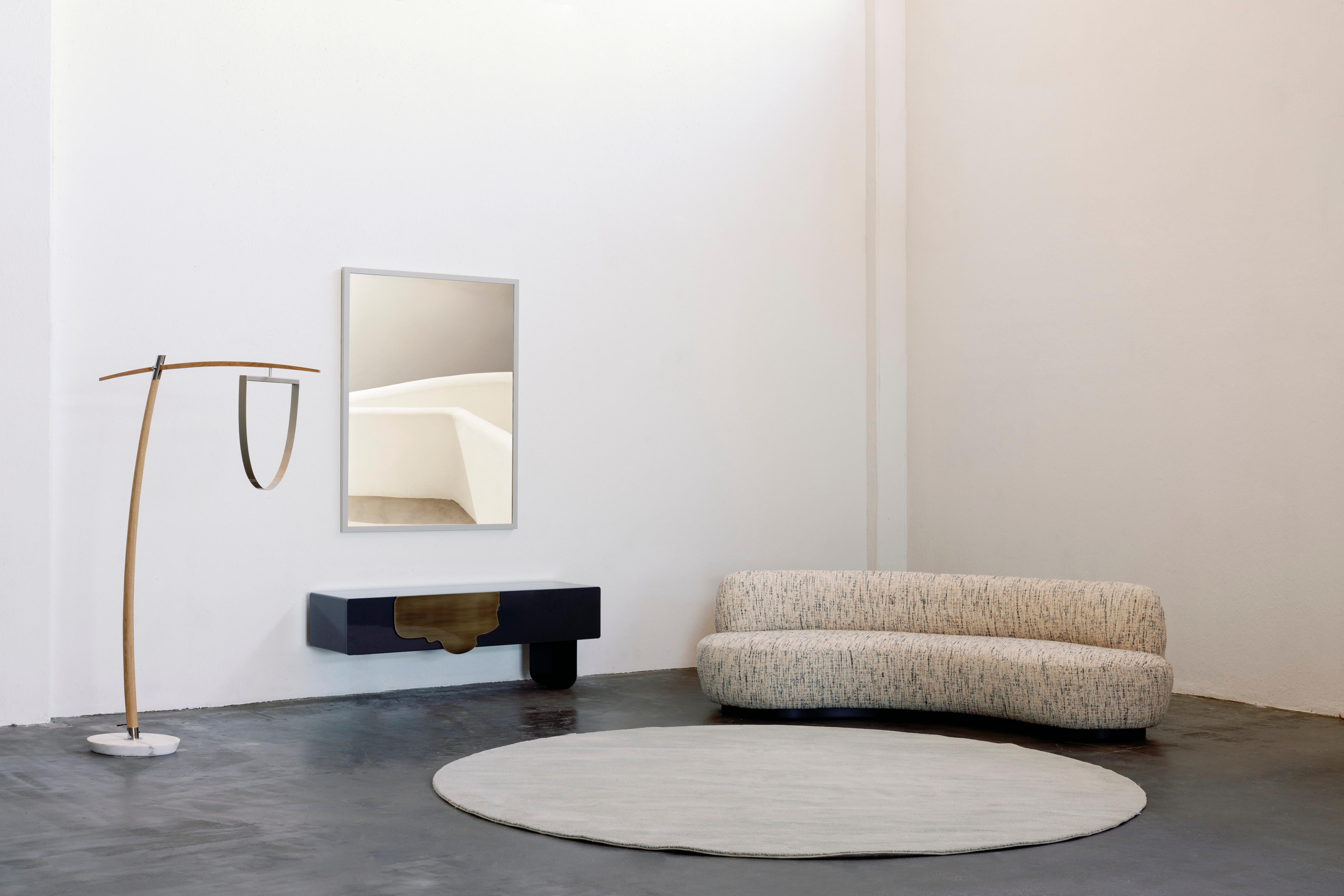 Modern Lima Arc Floor Lamp, Calacatta Marble Oak, Handmade Portugal Greenapple For Sale 7