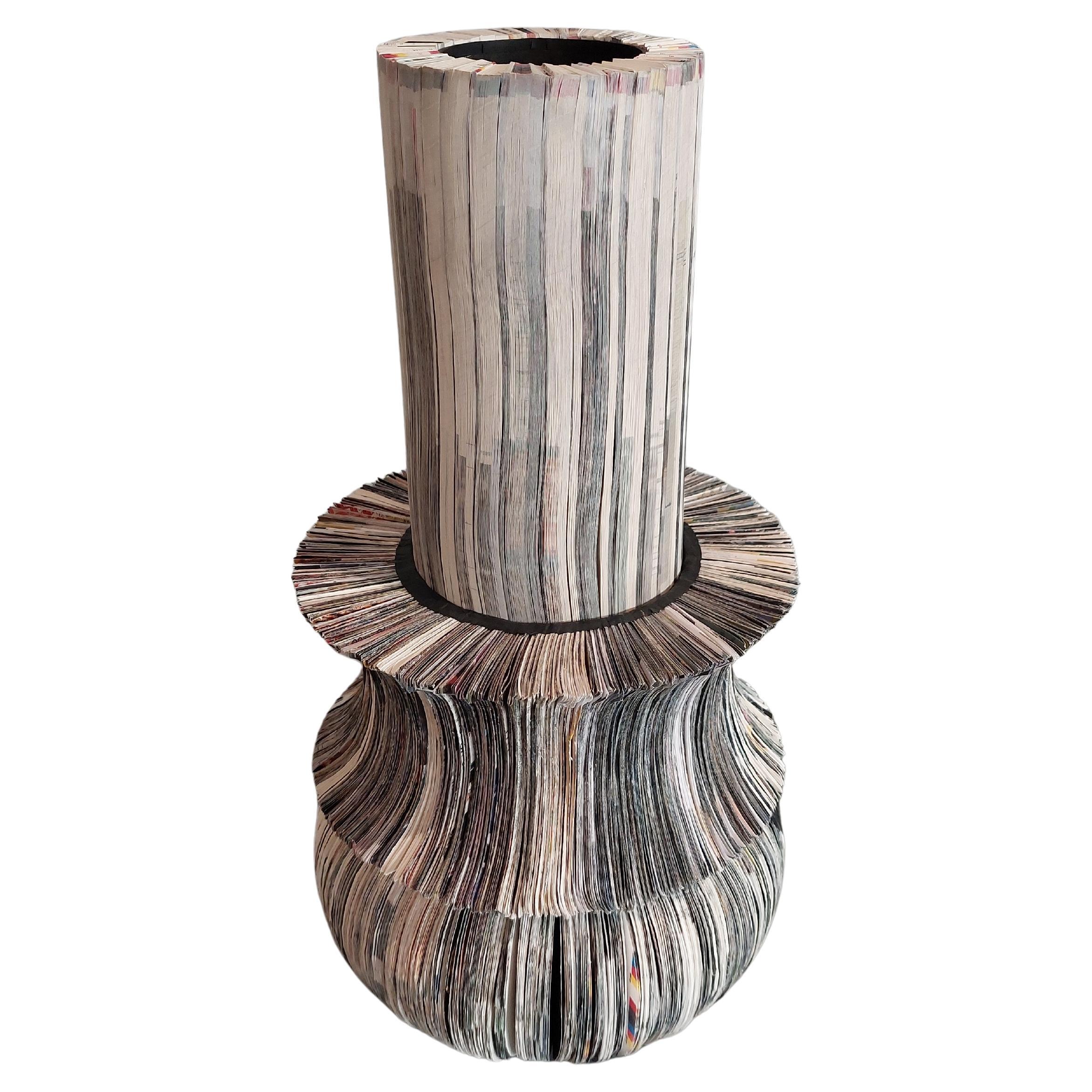 Modern Limited Edition Dilmos Paper Sculpture Vase Daniele Papuli Handmade B/W For Sale