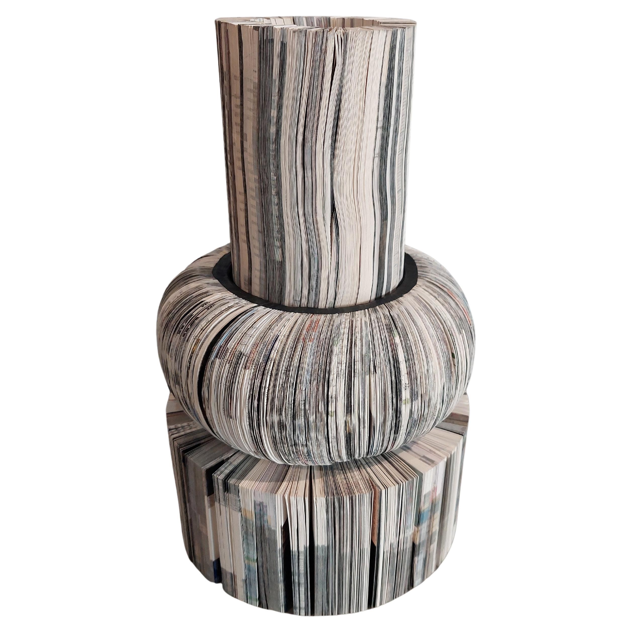 Modern Limited Edition Paper Sculpture Vase Daniele Papuli Handmade B/W