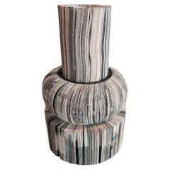 Modern Limited Edition Paper Sculpture Vase Daniele Papuli Handmade B/W