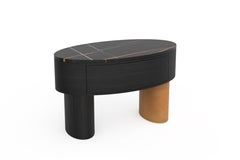Modern Lindoso Bedside Table, Sahara Noir Marble, Handmade Portugal Greenapple