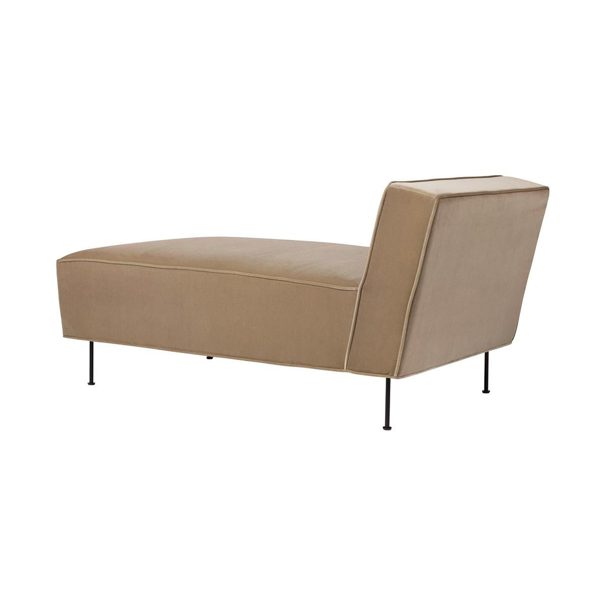 Danish Modern Line Cotton Velour Chaise Lounge