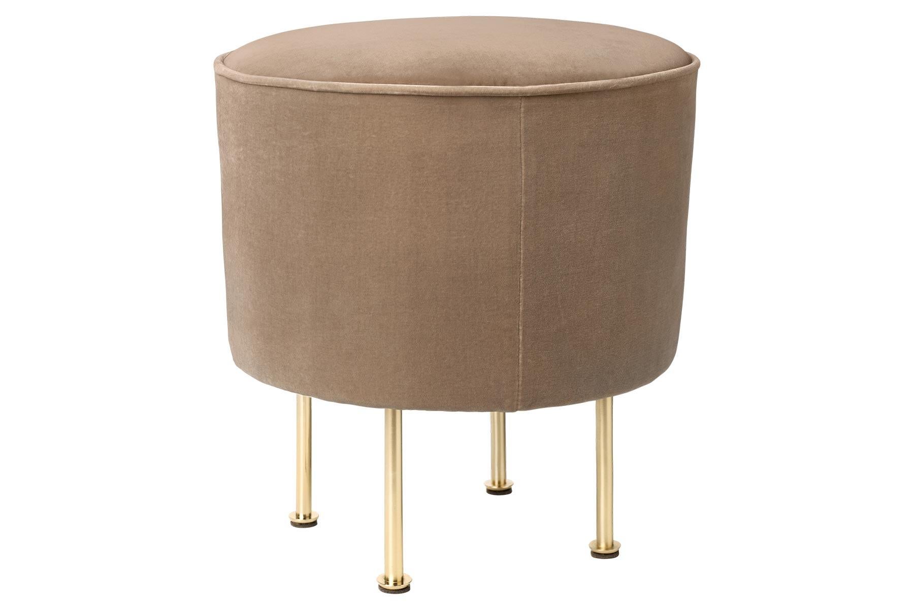 Mid-Century Modern Modern Line Pouffe, Small, Black Semi Matte Legs For Sale