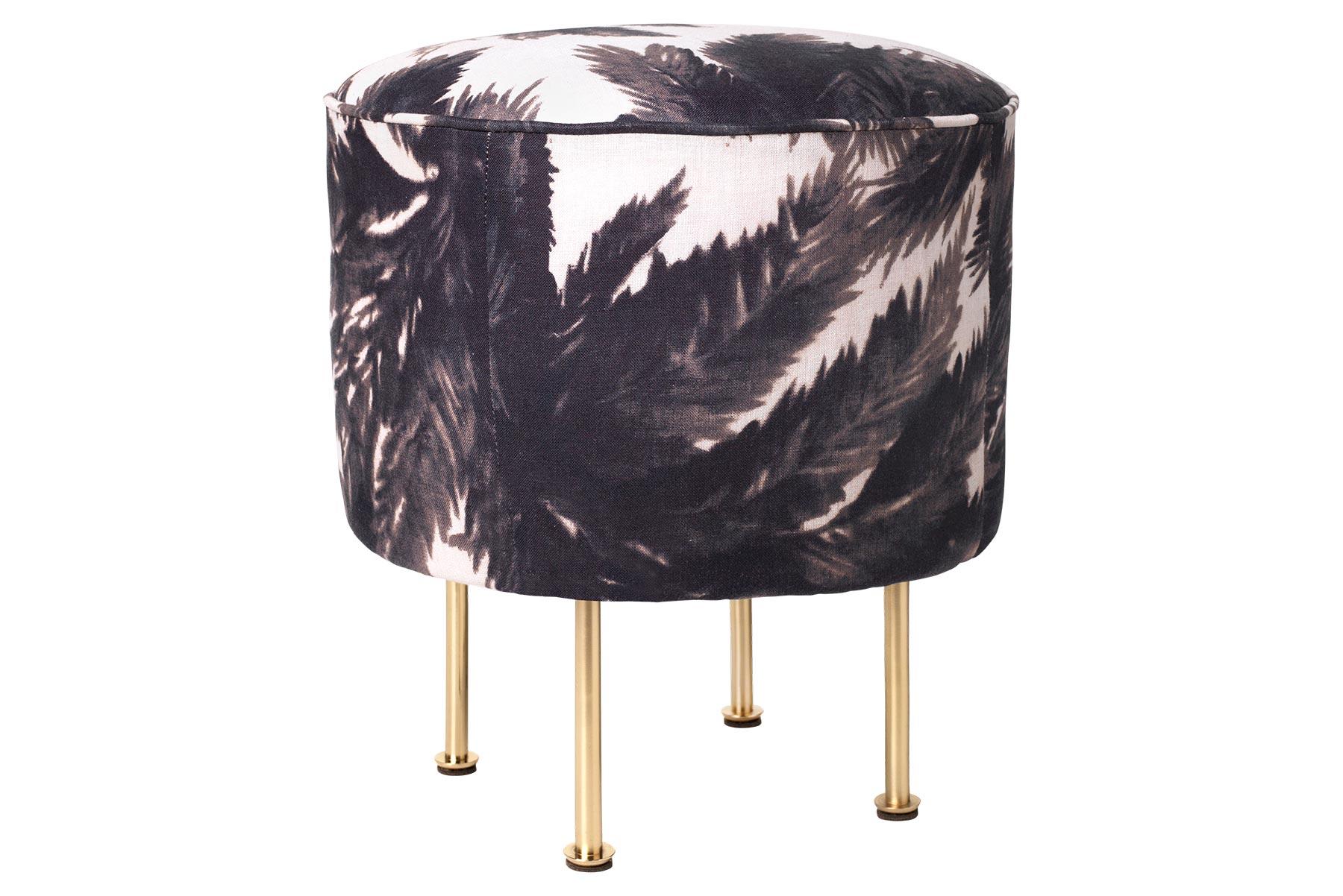 Danish Modern Line Pouffe, Small, Brass Legs For Sale