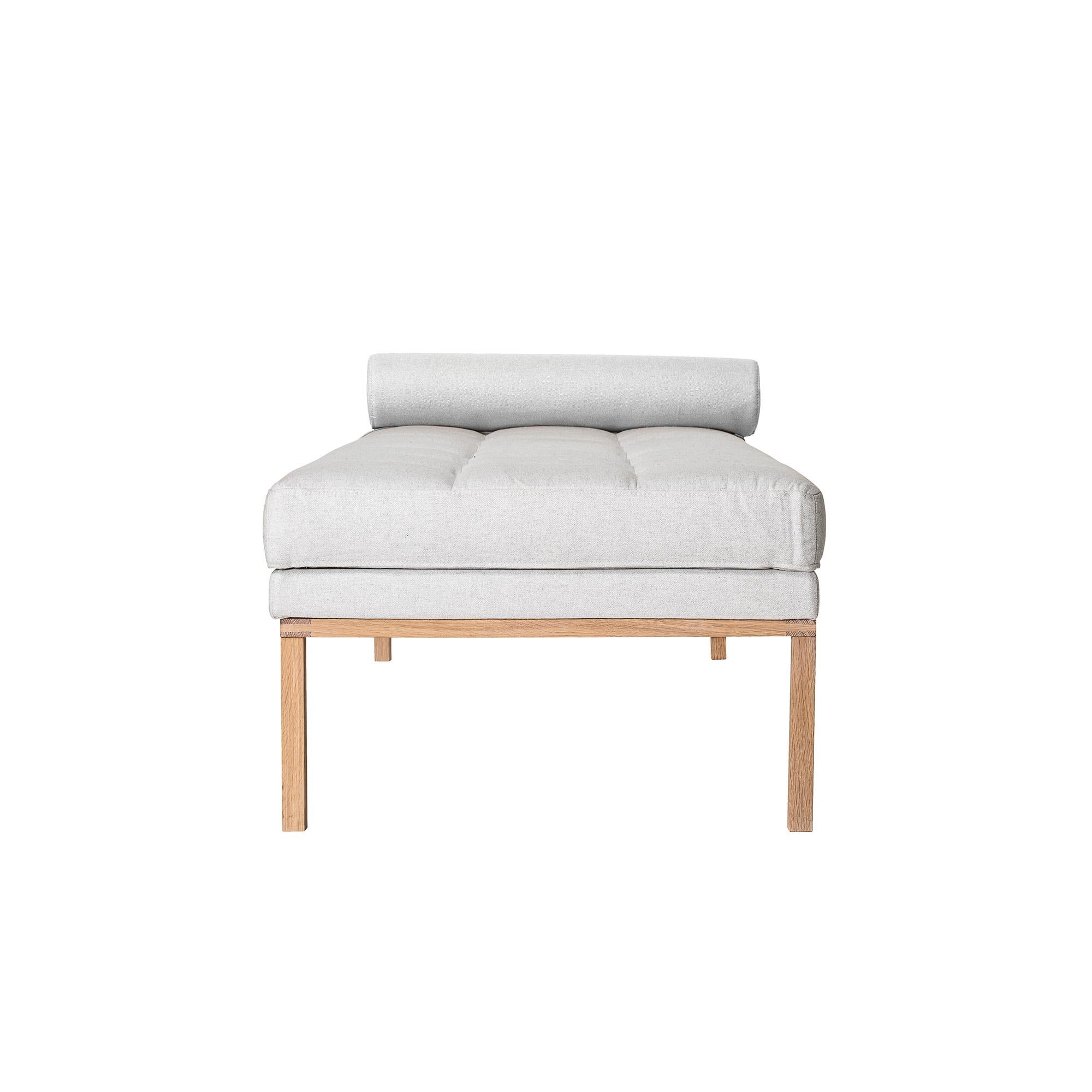 Mid-Century Modern Modern Line Smoked Oakwood and Light Grey Cotton Fabric Daybed