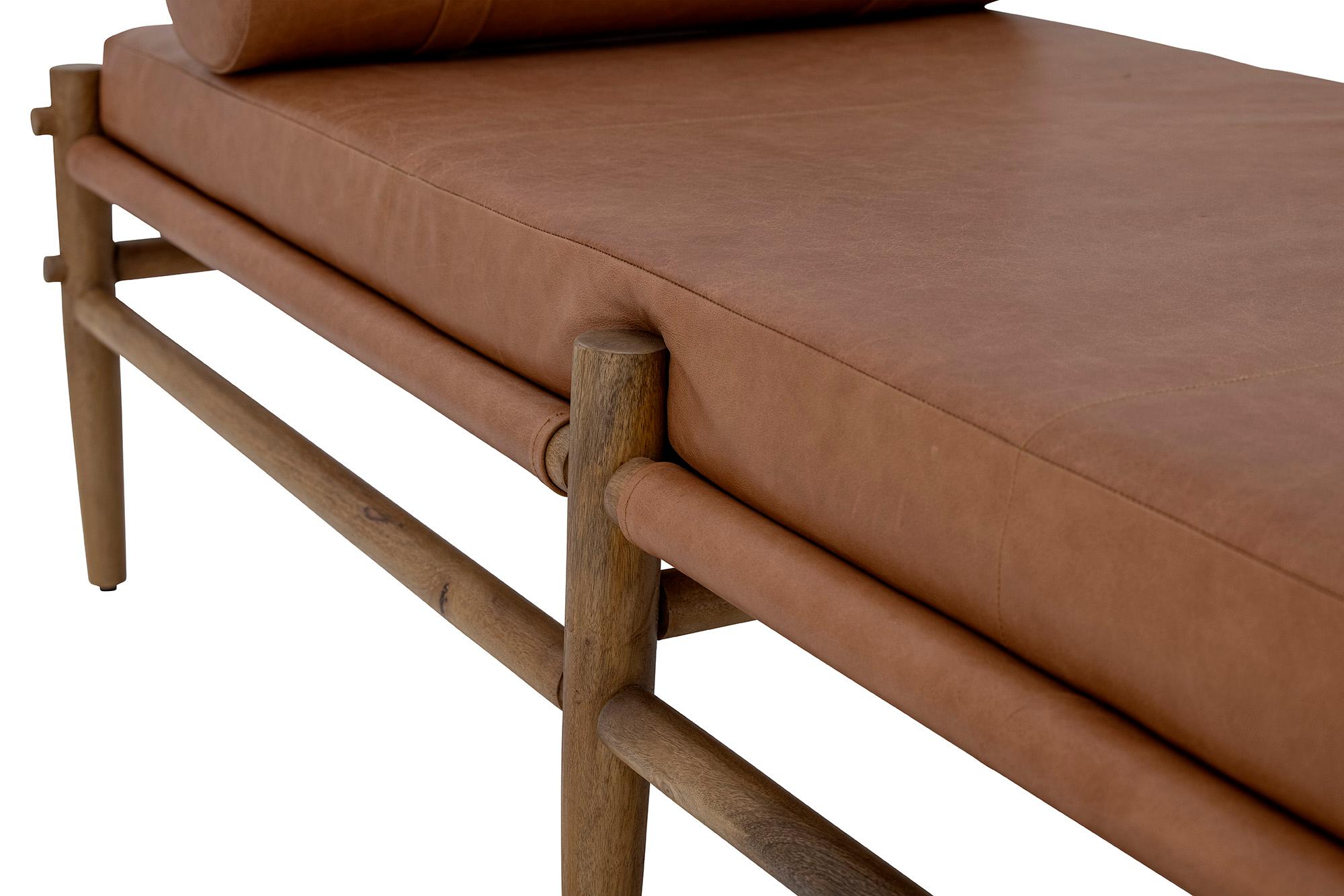 Danish 21st Century Buffalo Leather and Mango Wood Daybed