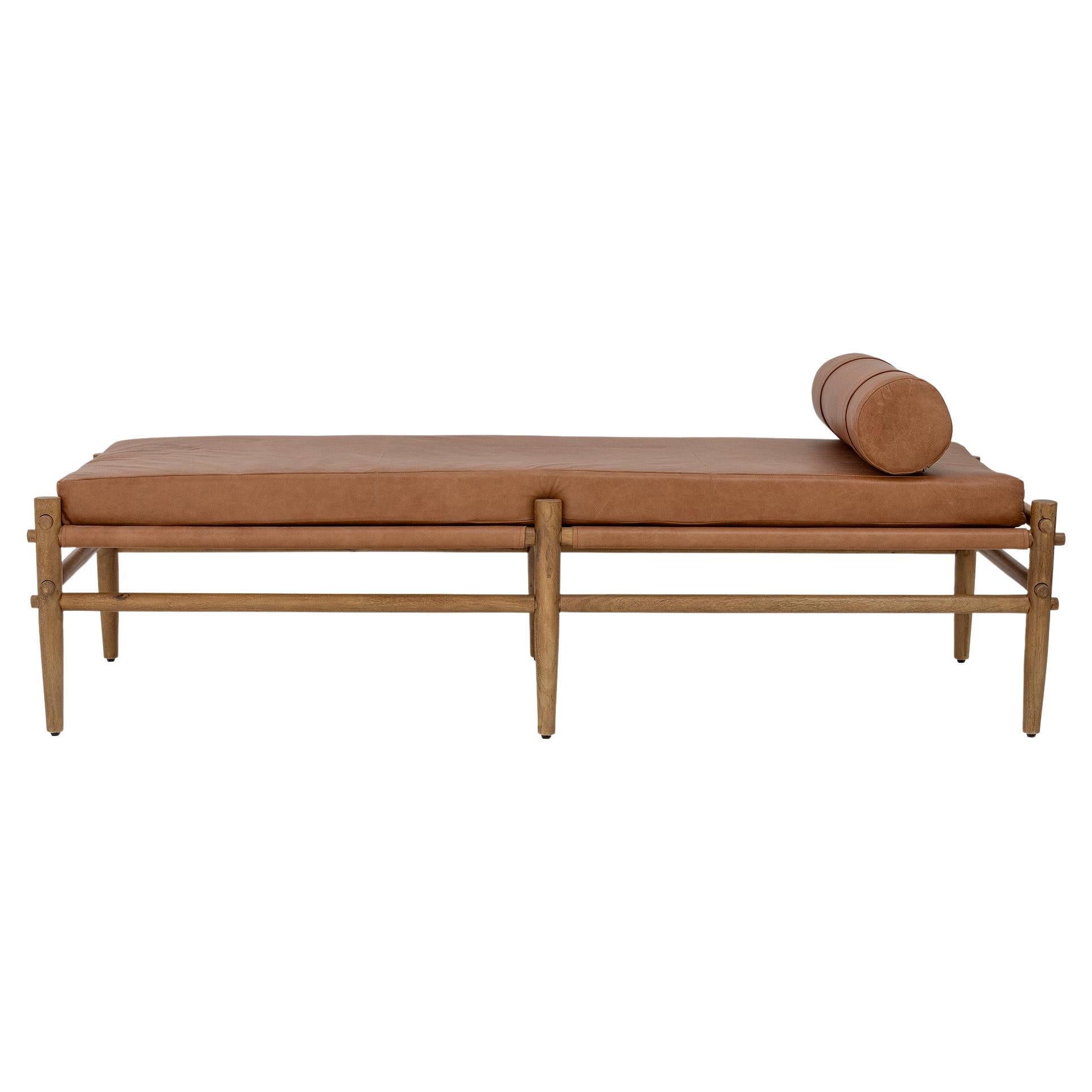 21st Century Buffalo Leather and Mango Wood Daybed