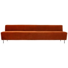 Modern Line Sofa, Dining Height, Large with Brass Legs