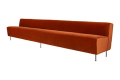 Modern Line Sofa, Dining Height, X-Large with Brass Legs