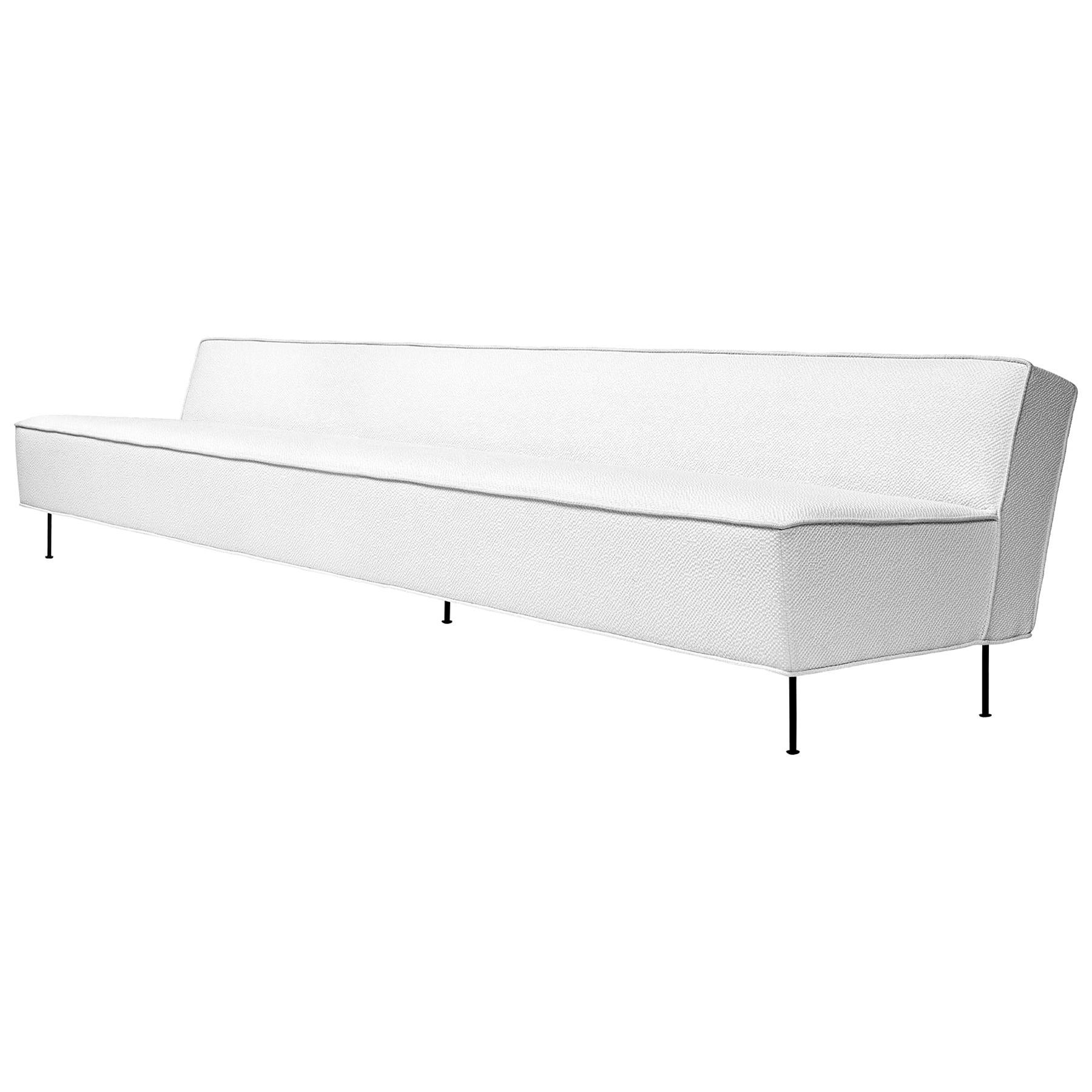 Modern Line Sofa, Fully Upholstered, Large, Brass Legs For Sale