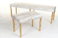 Banc Modernity Linea en finition Antique Gold avec pad d'assise Second Firing, Limited