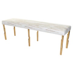 Modern Linea Bench No.1, Antique Gold Finish with Second Firing 2 seat pad