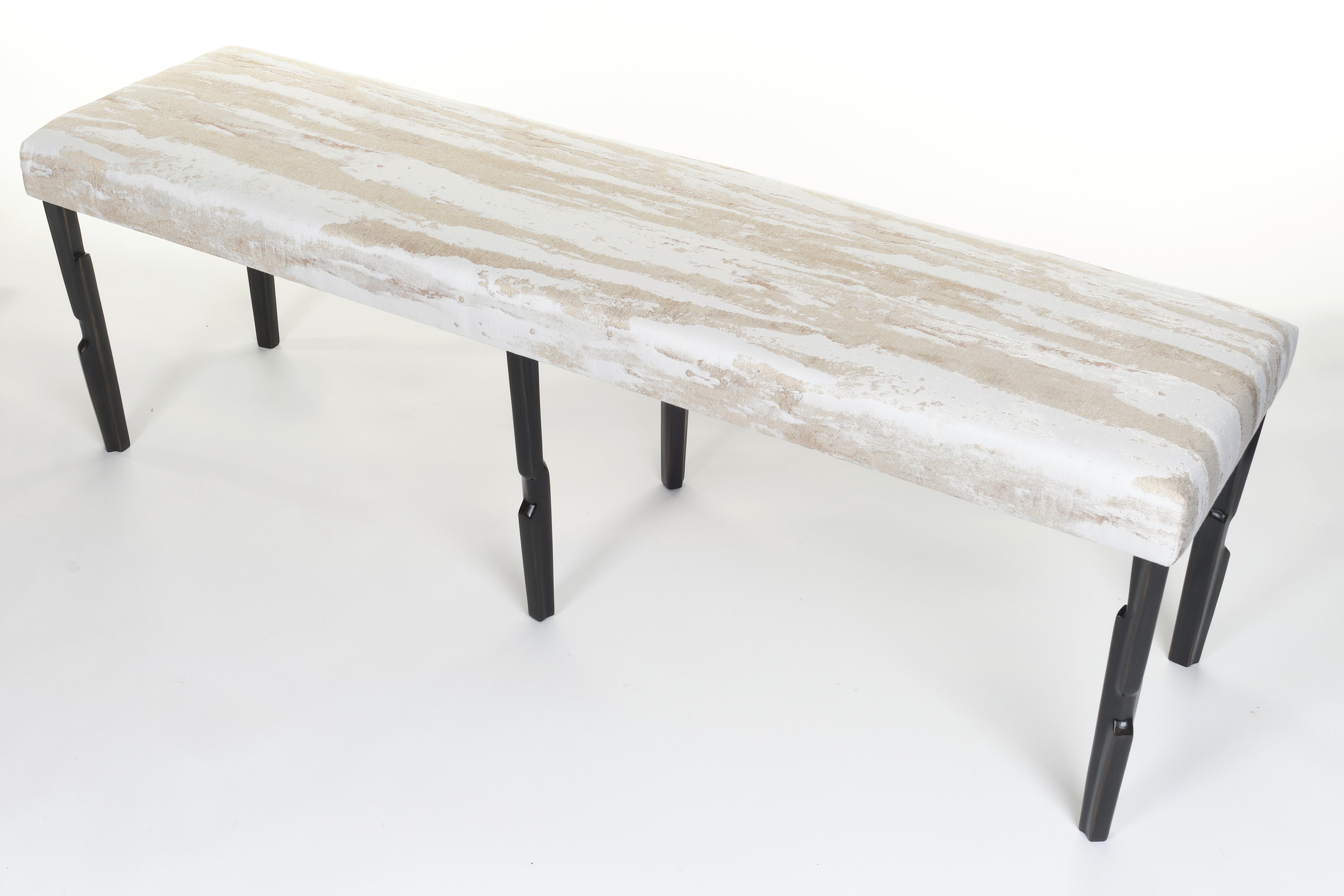 Hand-Crafted Modern Linea Bench No.1, Bronze Plaster Finish with Second Firing 2 seat pad For Sale