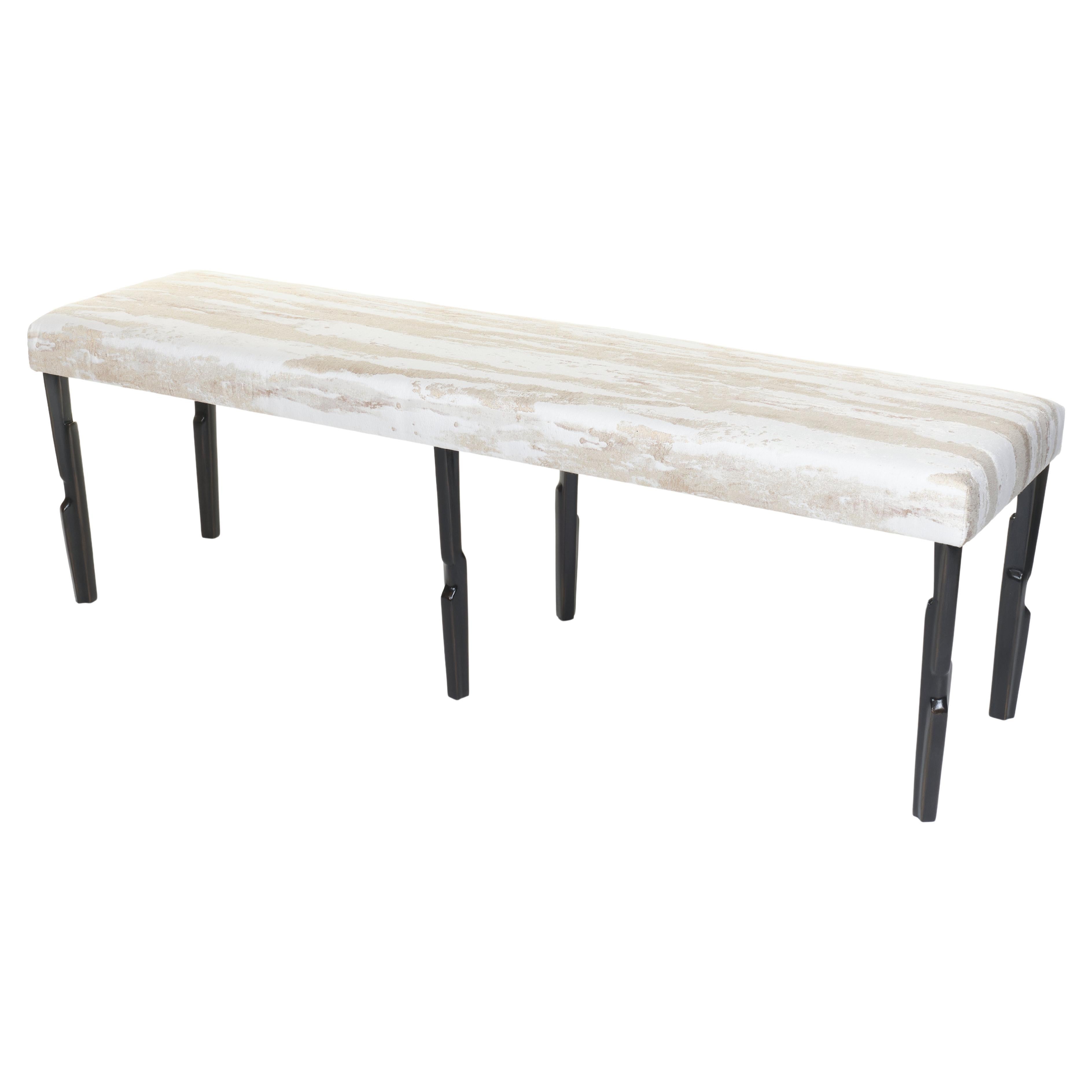 Modern Linea Bench No.1, Bronze Plaster Finish with Second Firing 2 seat pad For Sale