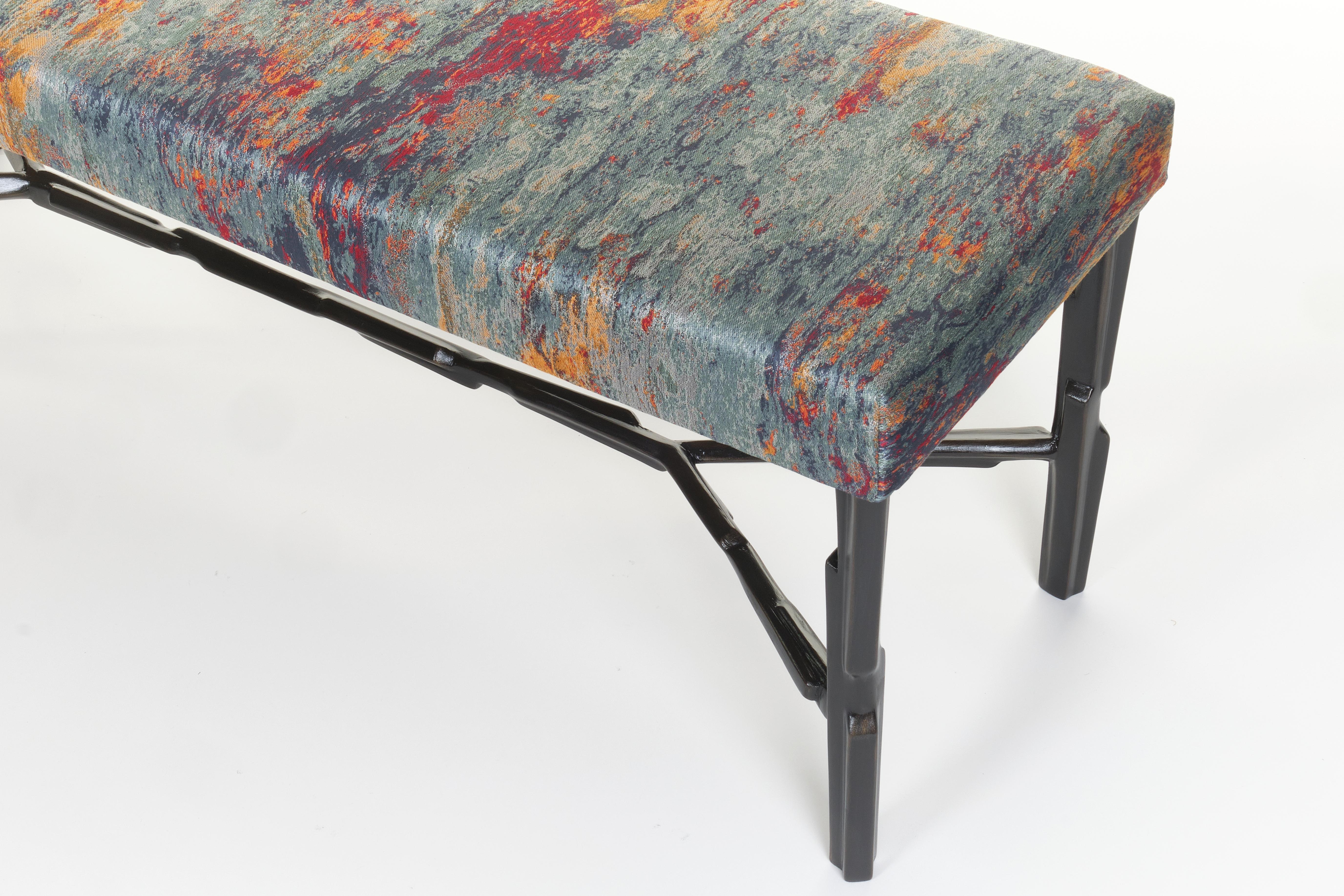 German Modern Linea Bench No.2, Bronze Plaster Finish with Second Firing 1 seat pad For Sale