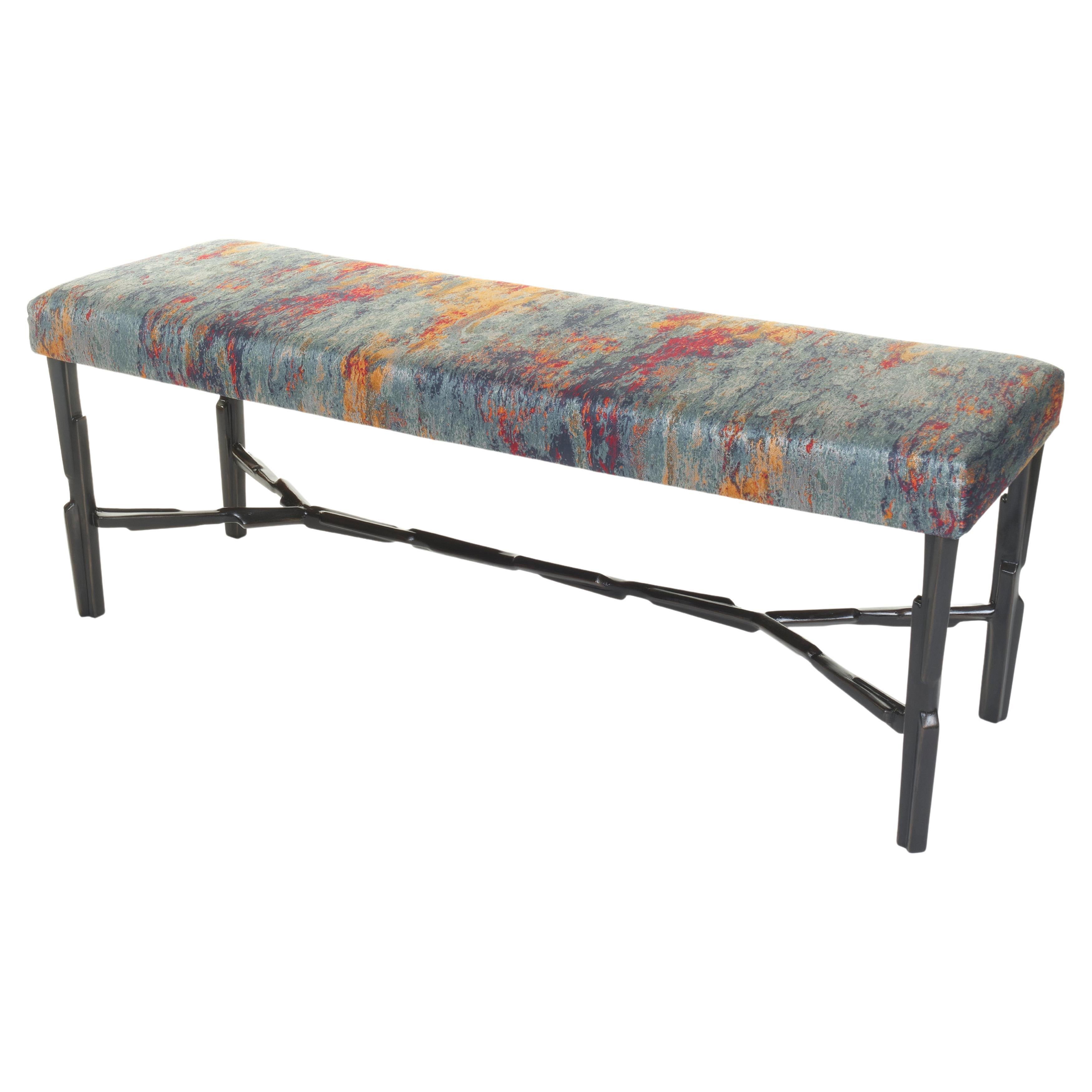Modern Linea Bench No.2, Bronze Plaster Finish with Second Firing 1 seat pad For Sale