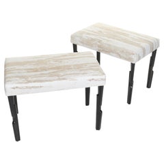 Modern Linea Hocker in Bronze Gips Finish mit Second Firing Sitz pad, Limited