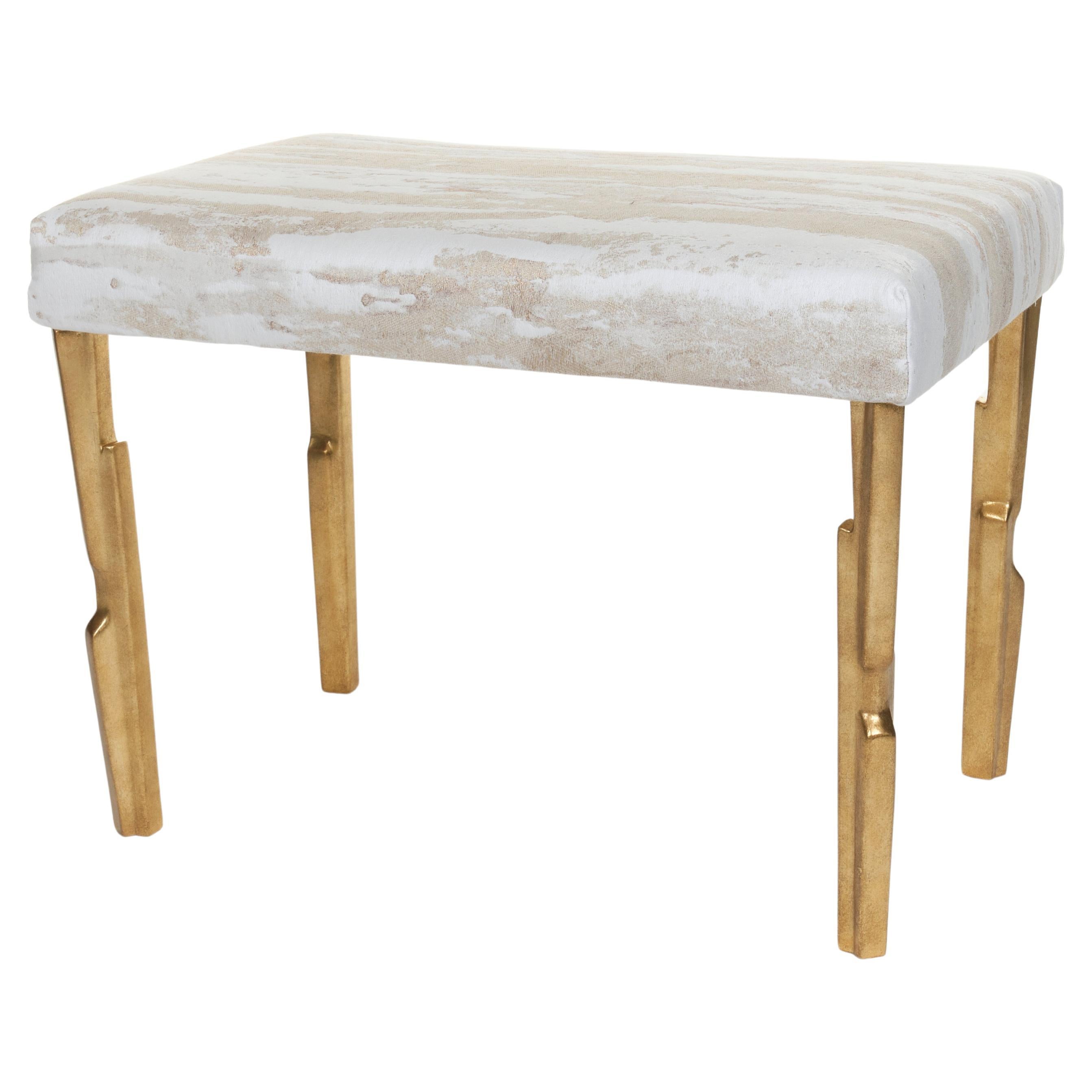 Modern Linea Stool No.1, Antique Gold Finish with Second Firing 2 seat pad For Sale