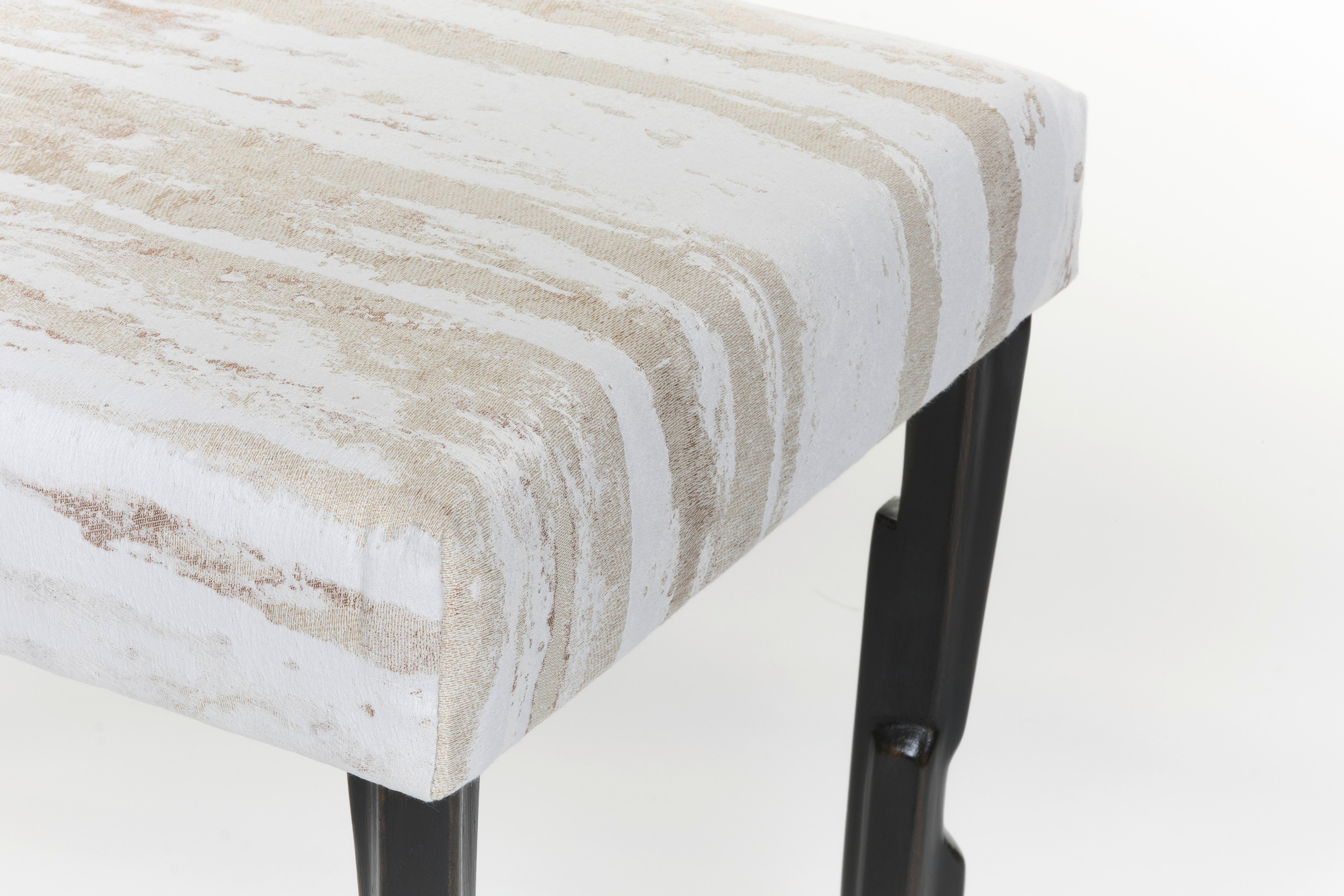 Hand-Crafted Modern Linea Stool No.1, Bronze Plaster Finish with Second Firing 2 seat pad For Sale