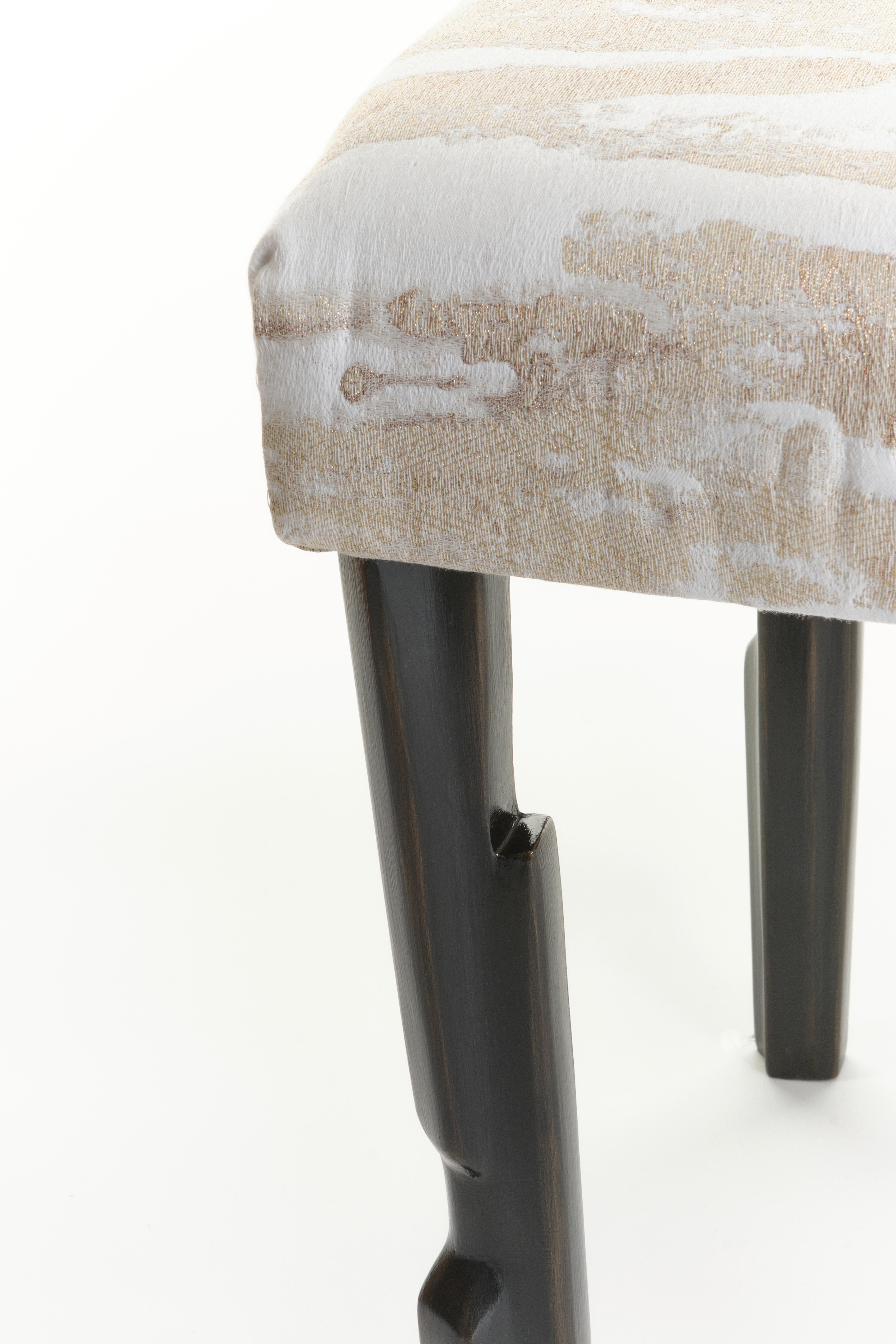 Contemporary Modern Linea Stool No.1, Bronze Plaster Finish with Second Firing 2 seat pad For Sale