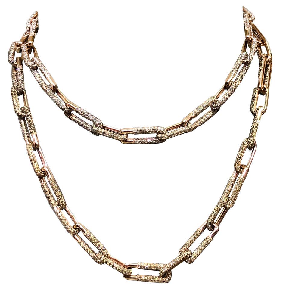 Natural Fancy Color Diamond Chain Necklace in 18 Karat Gold For Sale at ...