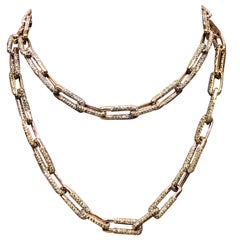 Modern Links Chain in 18 Karat Rose Gold with Natural Fancy Color Diamonds