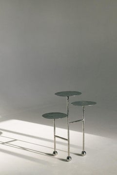 Modern Liquid Table with Hand-Chased Metal and Geometric Design