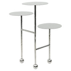 Modern Liquid Table with Hand-Chased Metal and Geometric Design