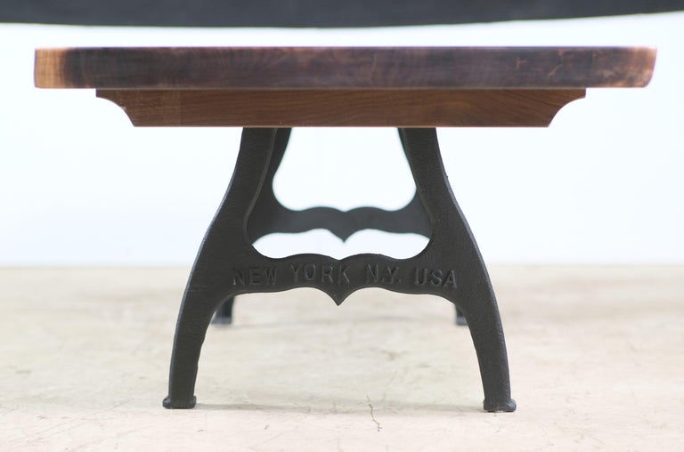 Modern Live Edge Walnut Coffee Table Cast Iron Legs Industrial Style