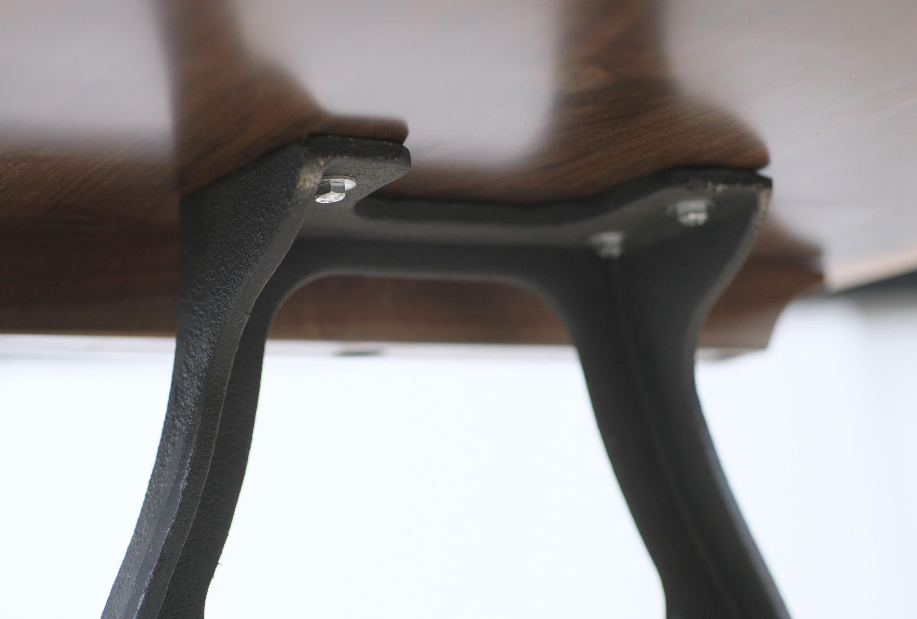 Modern Live Edge Walnut Coffee Table Cast Iron Legs Industrial Style 4