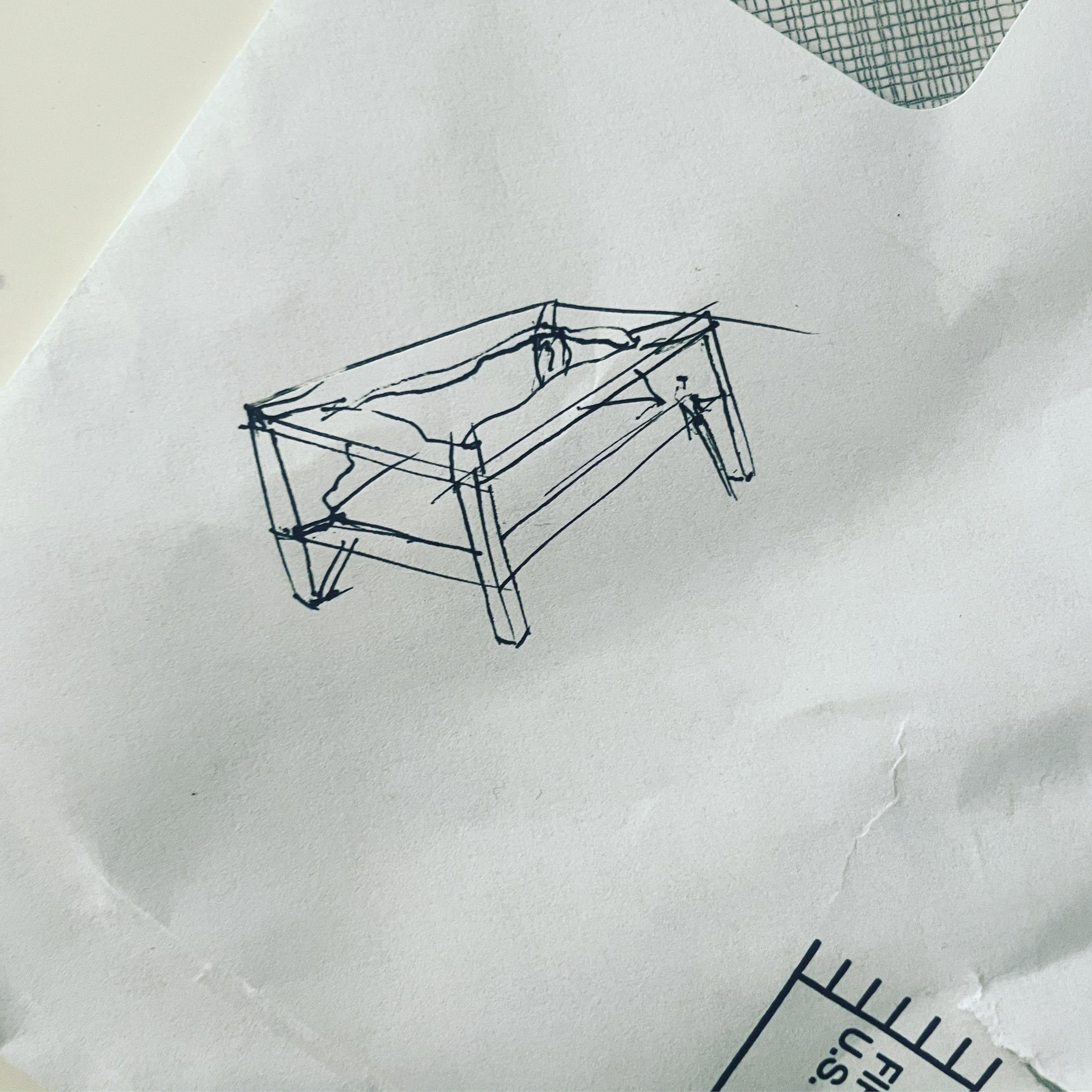Palissandro Tavolino moderno in noce con bordo vivo, inserto in vetro e ripiano portaoggetti in vendita
