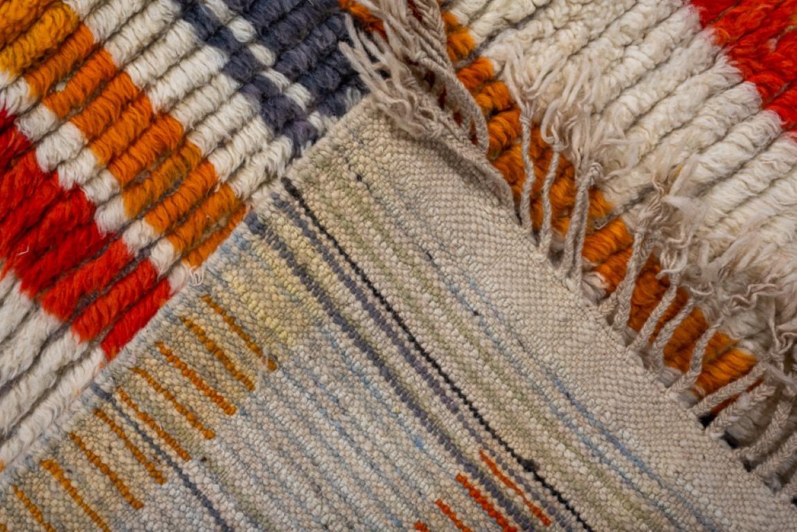Wool Modern Long and Narrow Striped Moroccan Runner For Sale