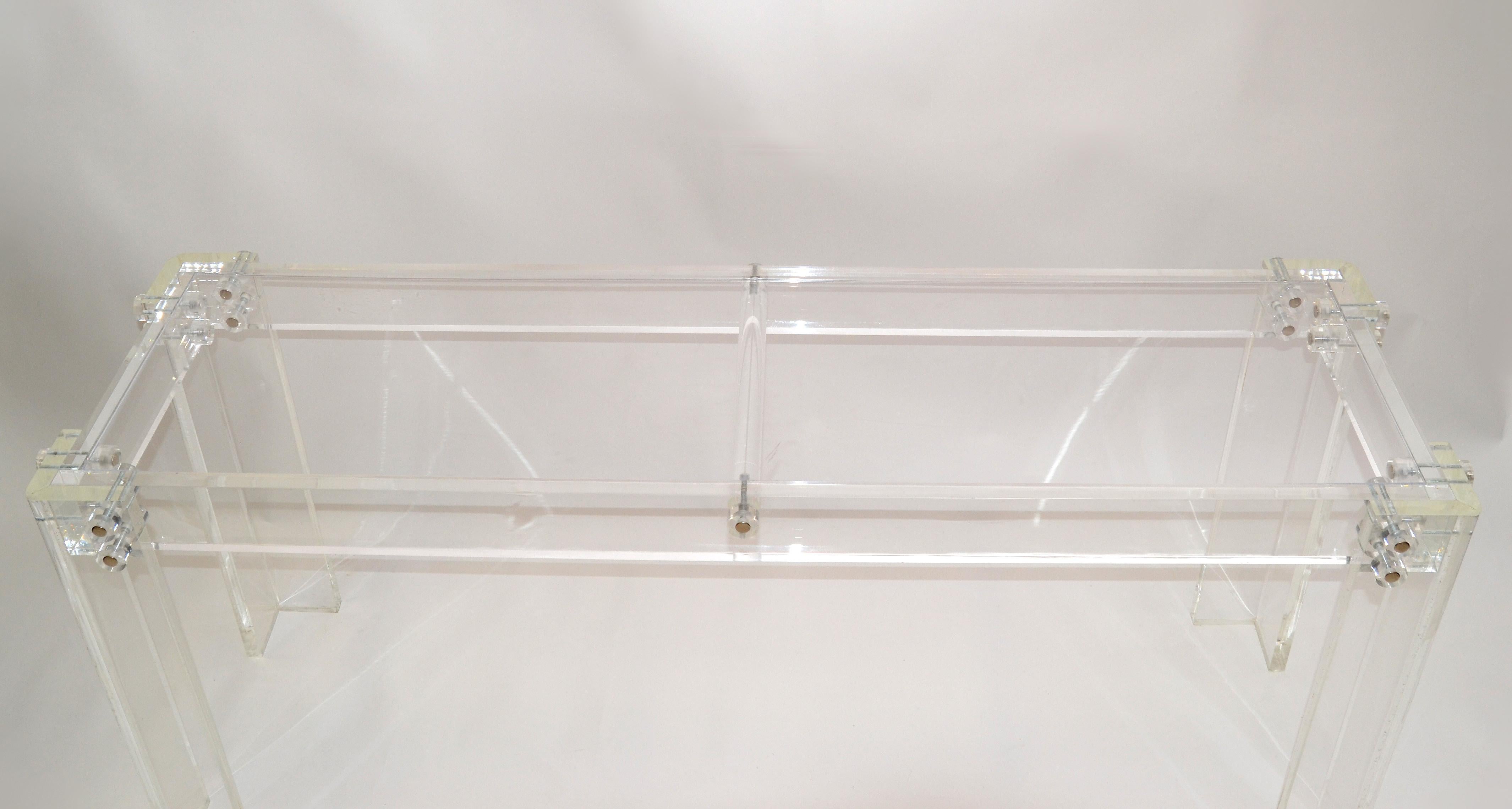 Modern Long Transparent Lucite Console, Hallway Table For Sale 2