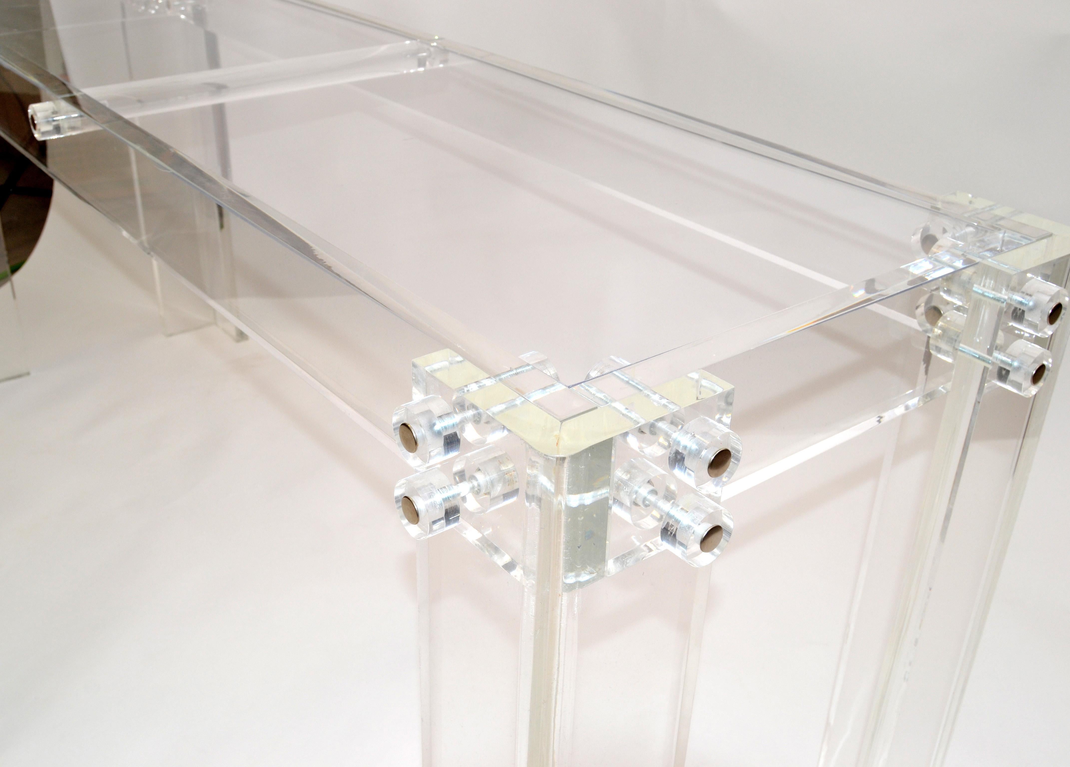 Modern Long Transparent Lucite Console, Hallway Table For Sale 4