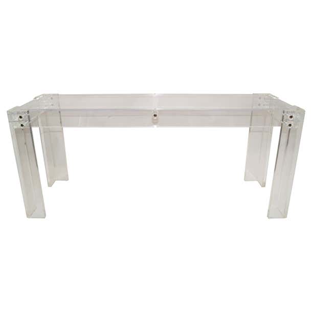 Lucite Table Translucent Modern Long Transparent Lucite Console, Hallway Table For Sale at ...
