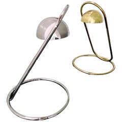 Modern Loop Table Lamp in Plated Chrome or Polished Brass Finish