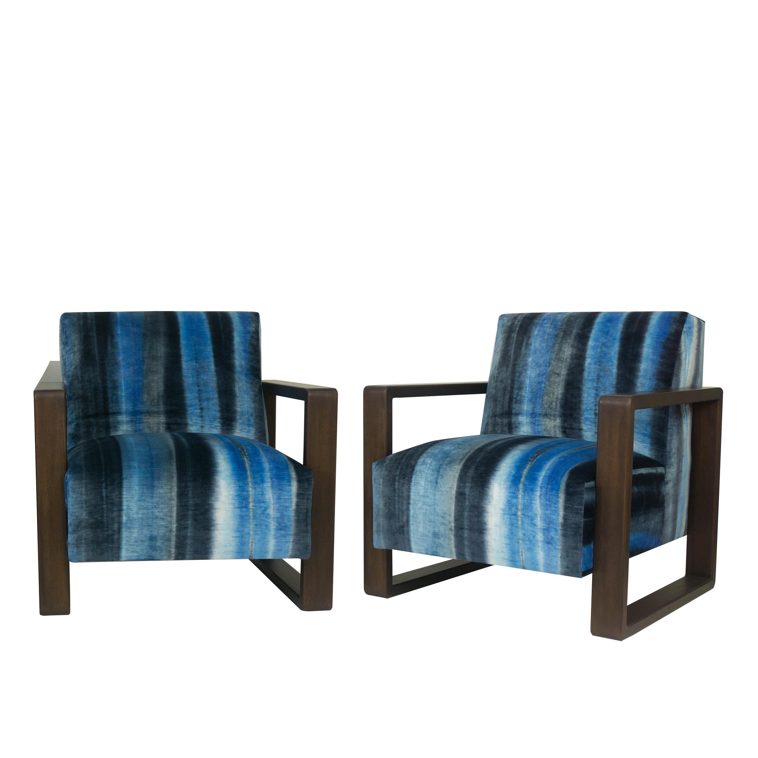 American Modern Lounge Armchair with Square Frame For Sale