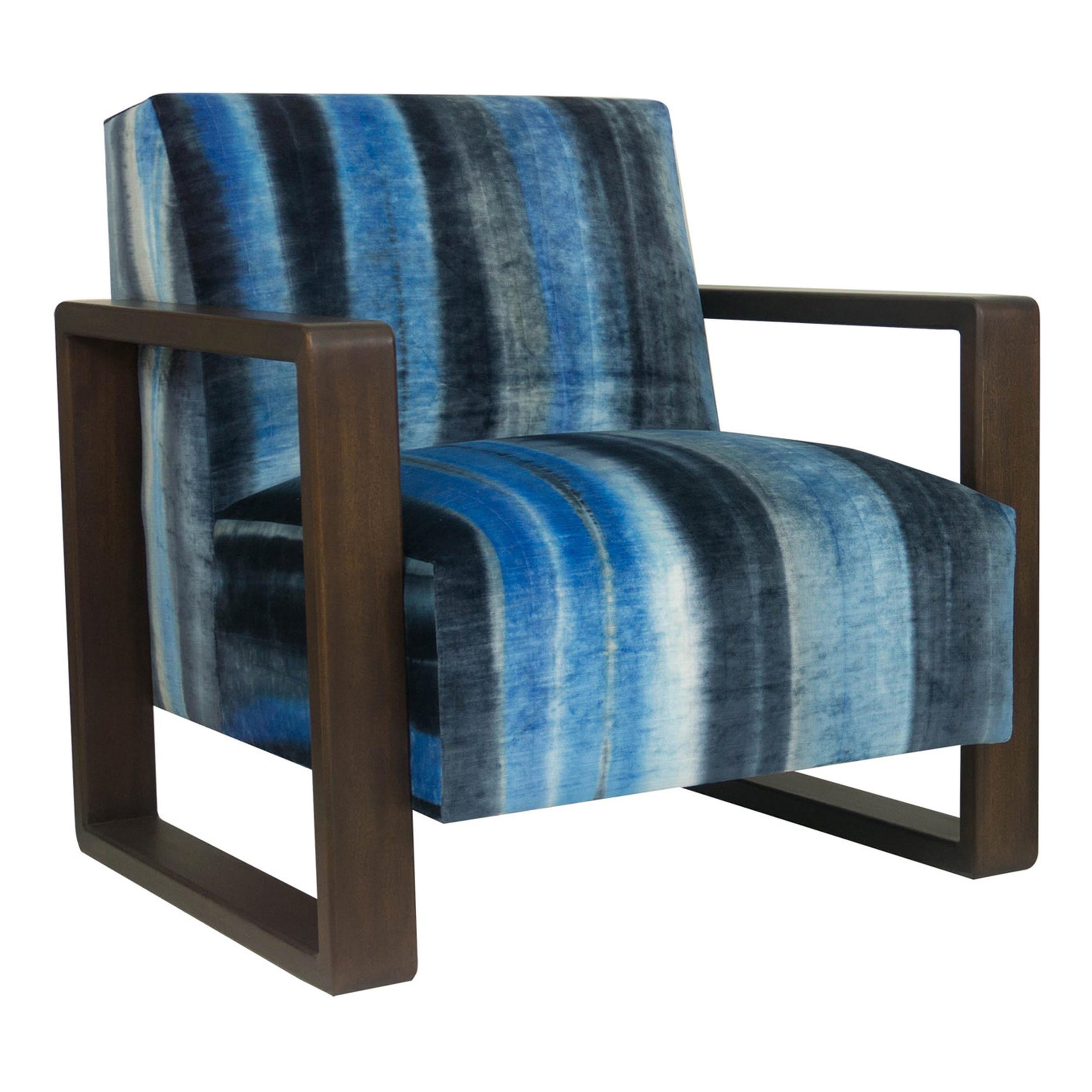 Modern Lounge Armchair with Square Frame For Sale
