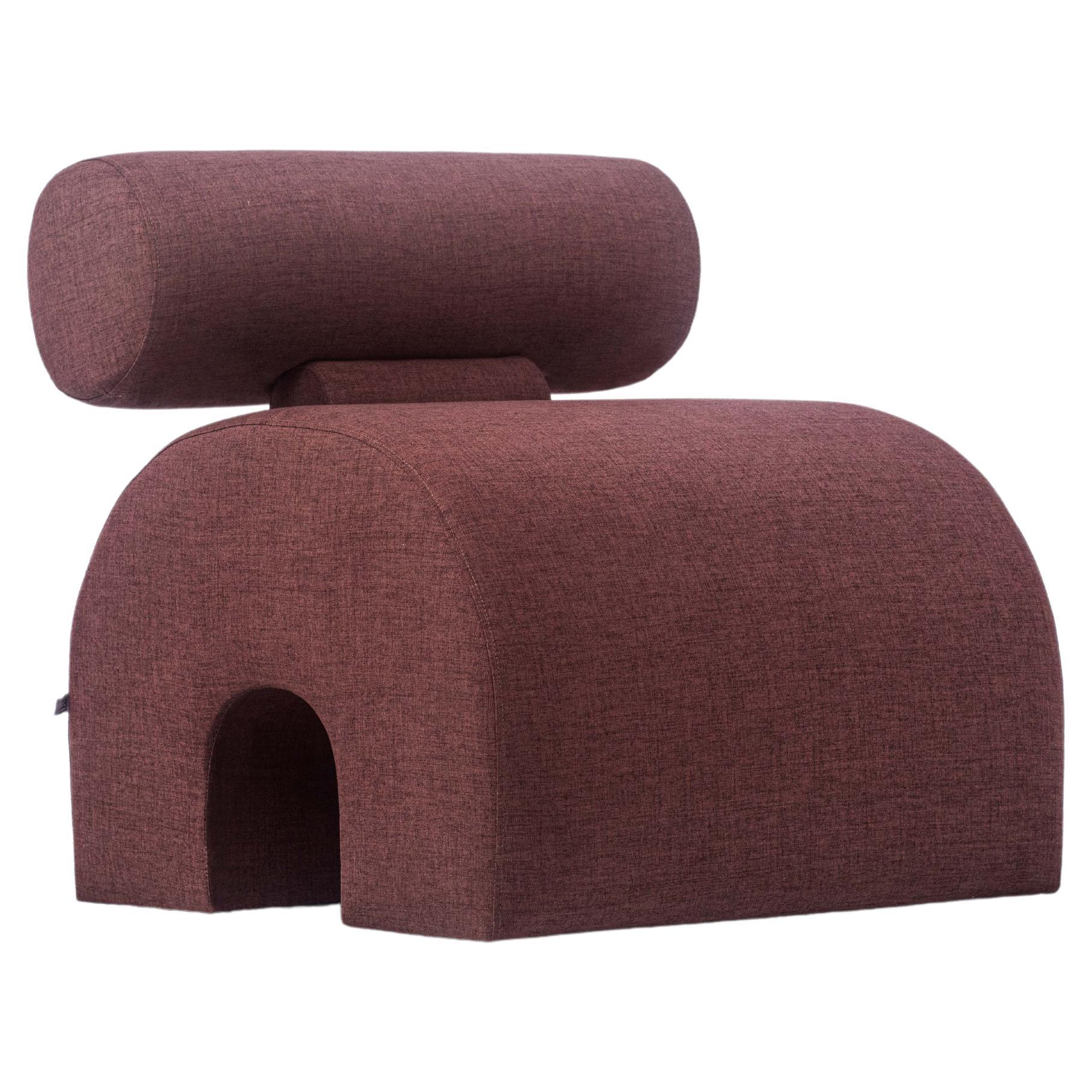 Modern Lounge Chair / Slipper Chair in Berry Color For Sale