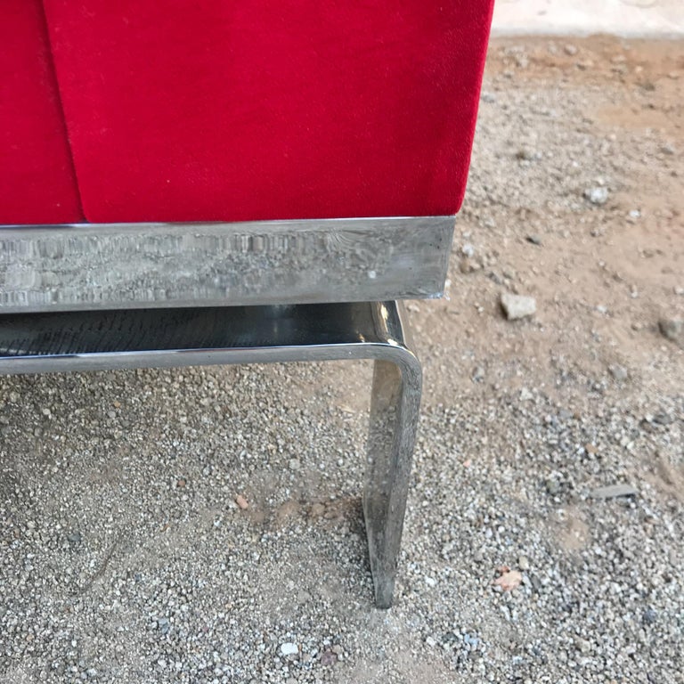 Modern Milo Baughman Style Lounge Chair Ferrari RED on Chrome Base by Martin Brattrud 