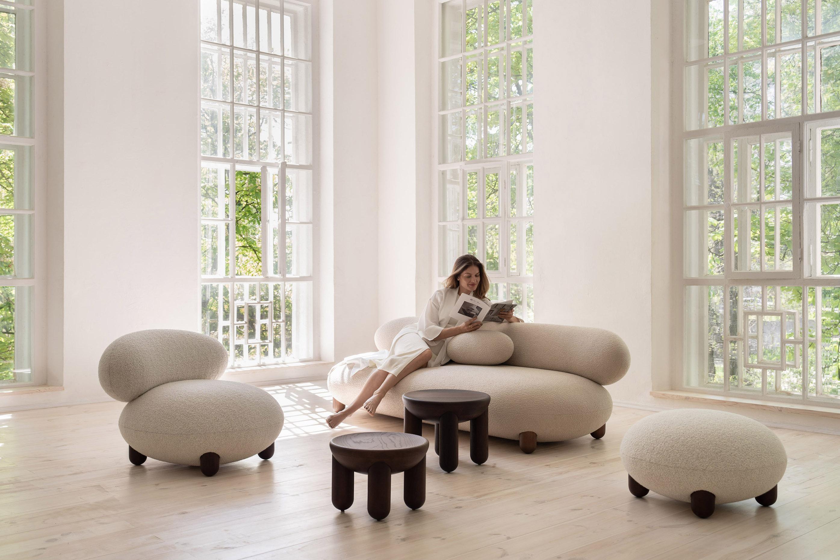 Sofá moderno Lounge Flock en tejido Boucle Ancho 240 cm by NOOM en venta 11