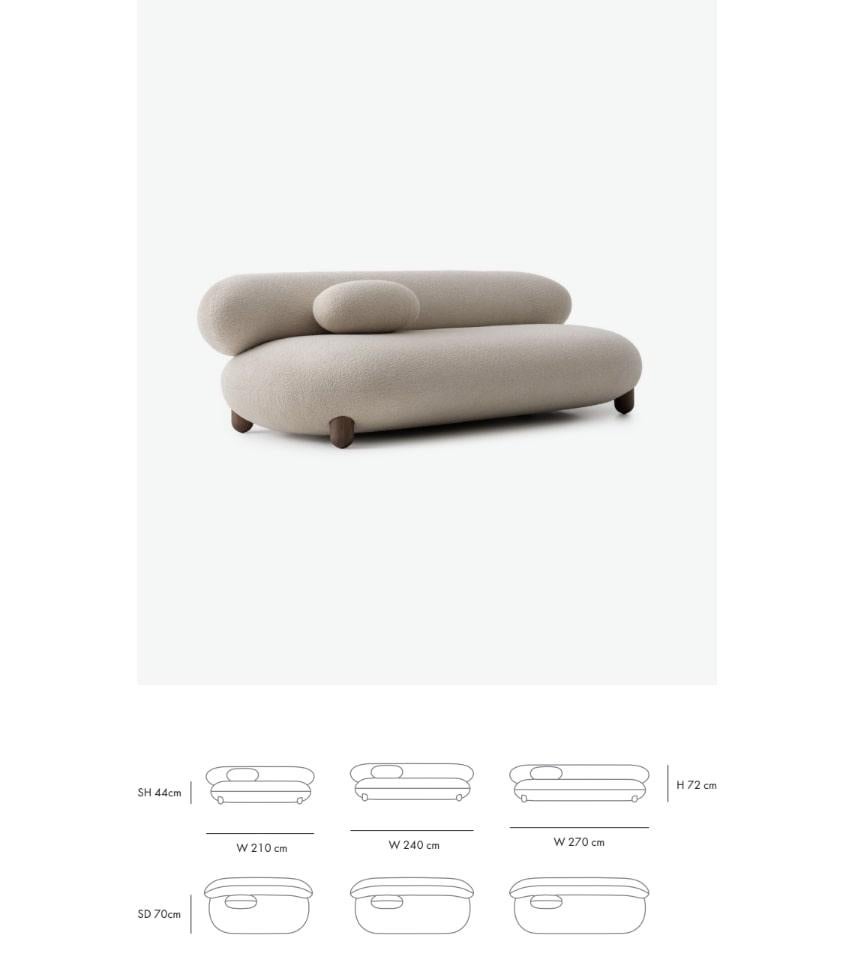 Contemporary Modern Lounge Flock Sofa in Boucle Fabric Width 240 cm by NOOM For Sale