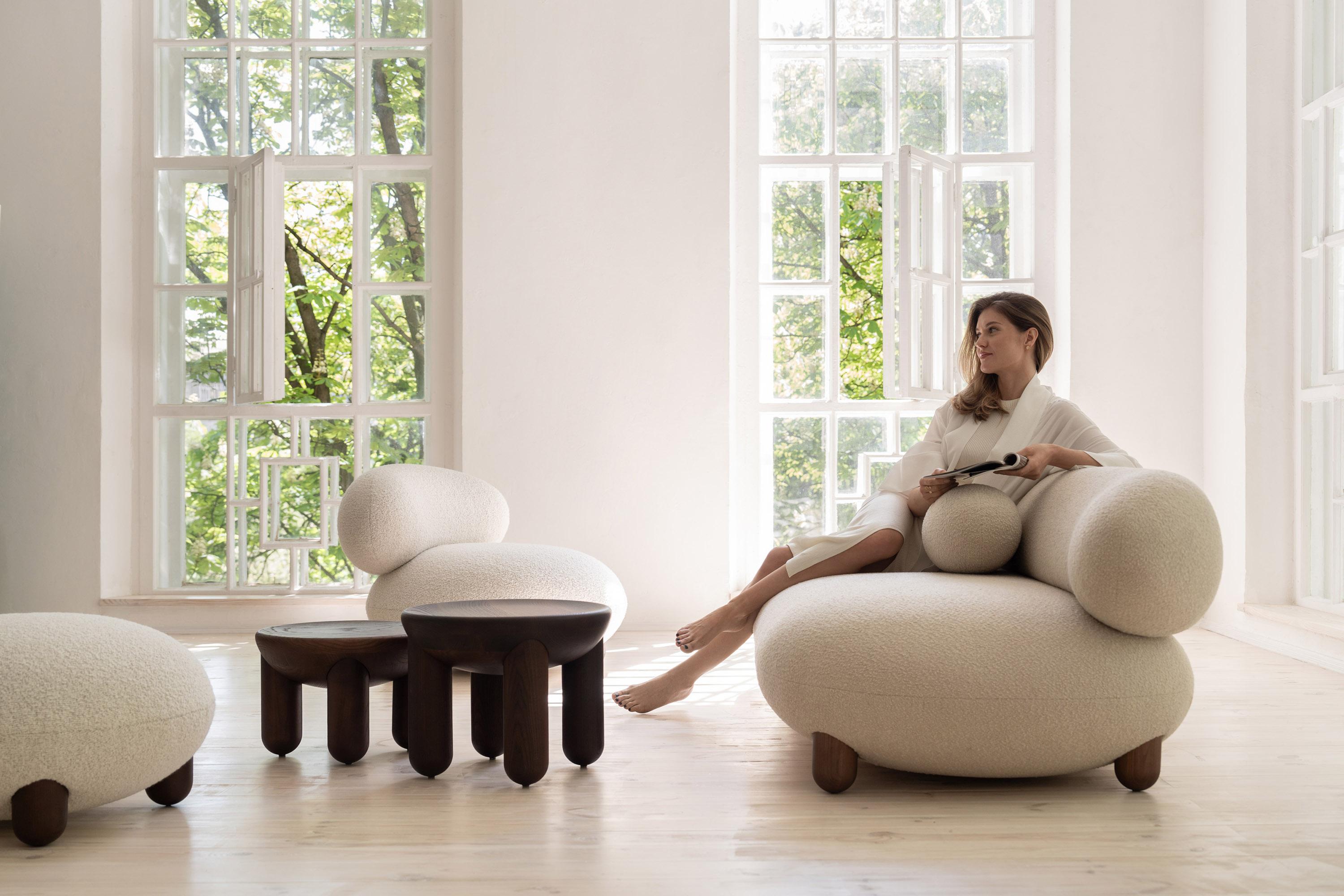 Sofá moderno Lounge Flock en tejido Boucle Ancho 240 cm by NOOM en venta 3